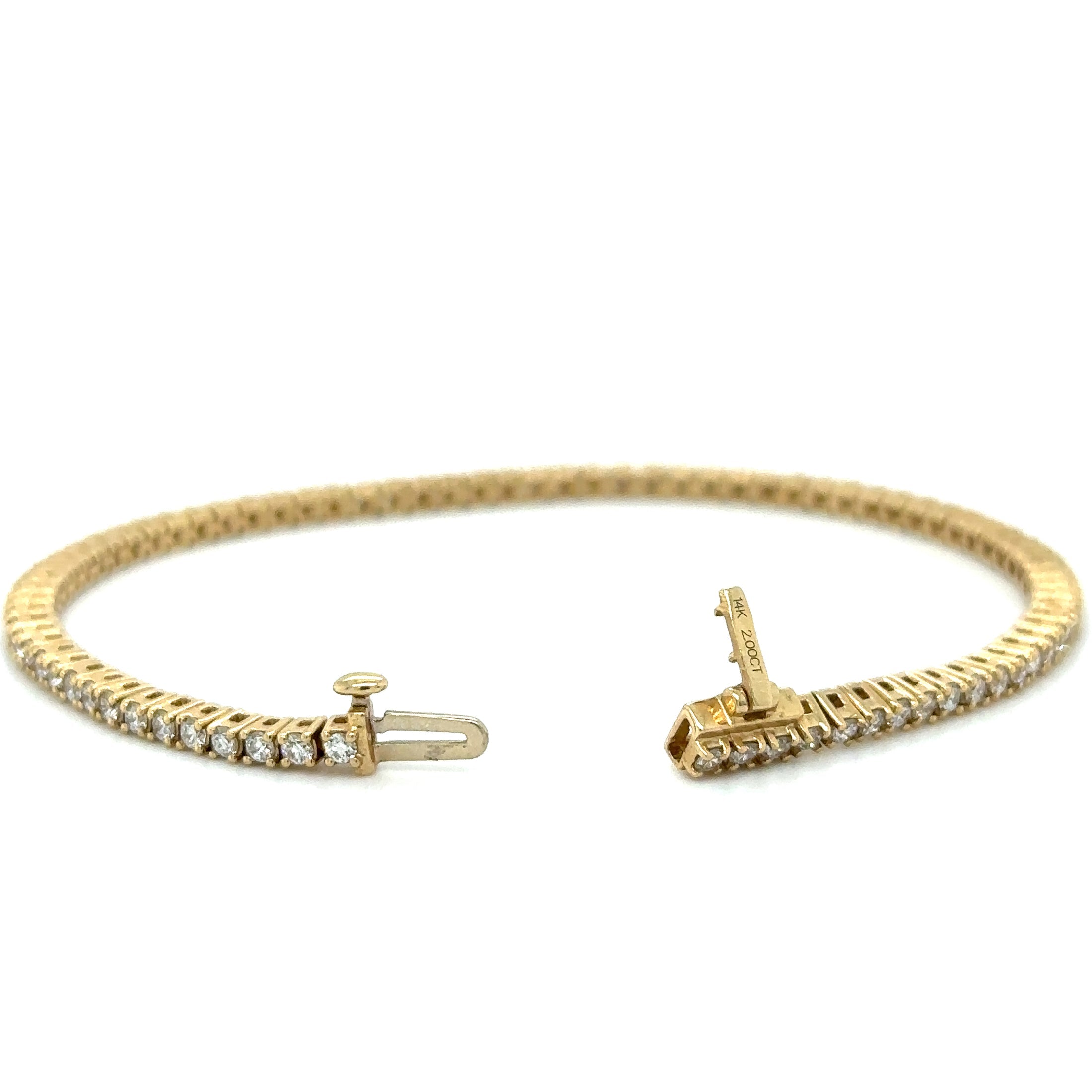 Pulsera Tennis de Diamante 2 CT. en Oro Amarillo de 14K