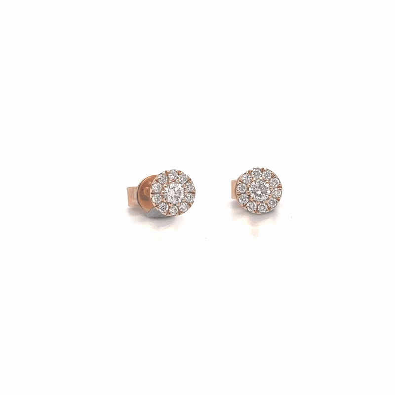 Pendientes Redondos De Oro Rosa De 14 Kt 0.32 Ct.