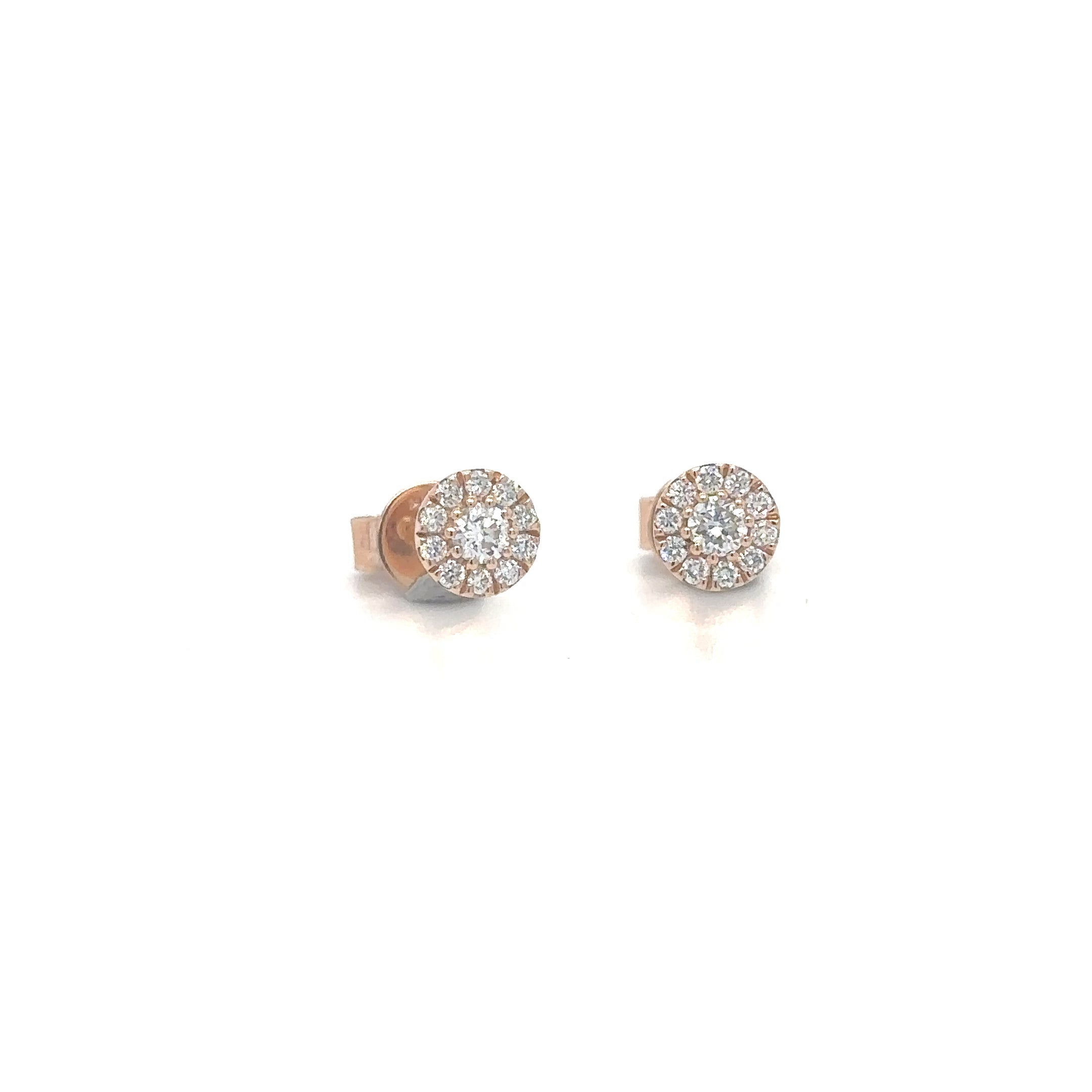 Pendientes Redondos De Oro Rosa De 14 Kt 0.32 Ct.