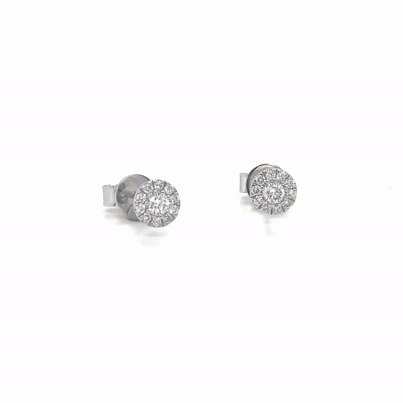 Pendientes Redondos De Oro Blanco De 14 Kt 0.32 Ct.