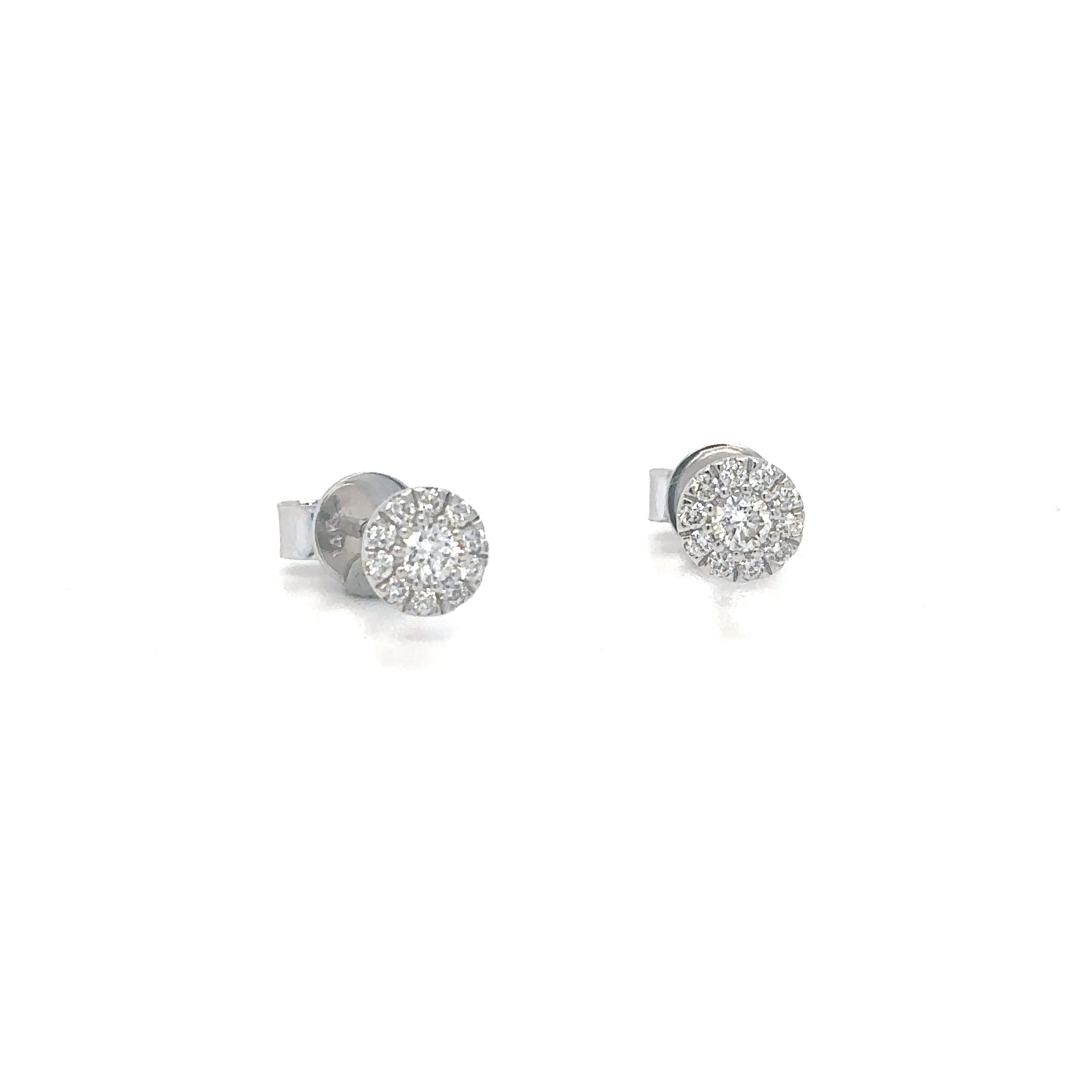 Pendientes Redondos De Oro Blanco De 14 Kt 0.32 Ct.