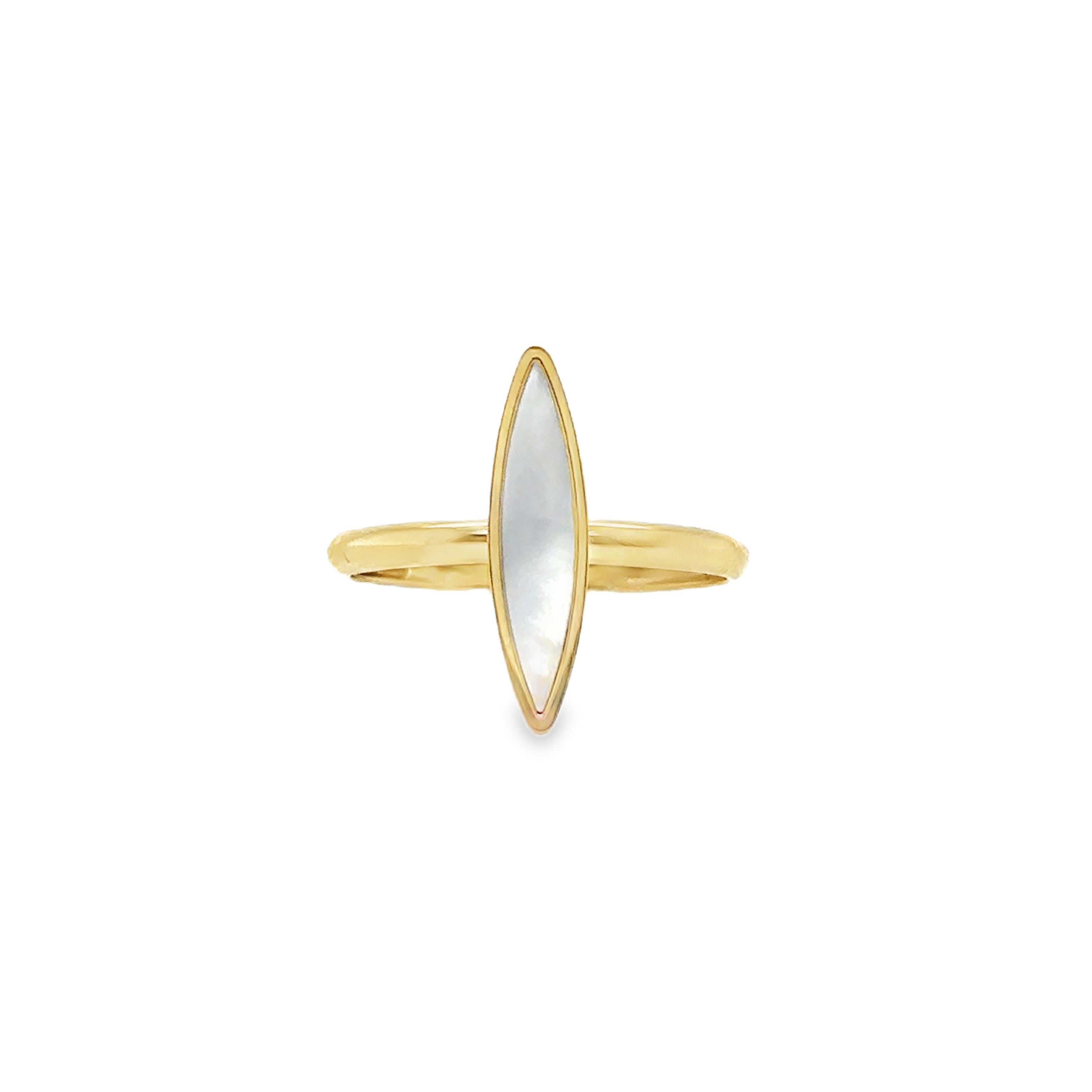 Anillo De Nácar De Oro Amarillo De 14Kt