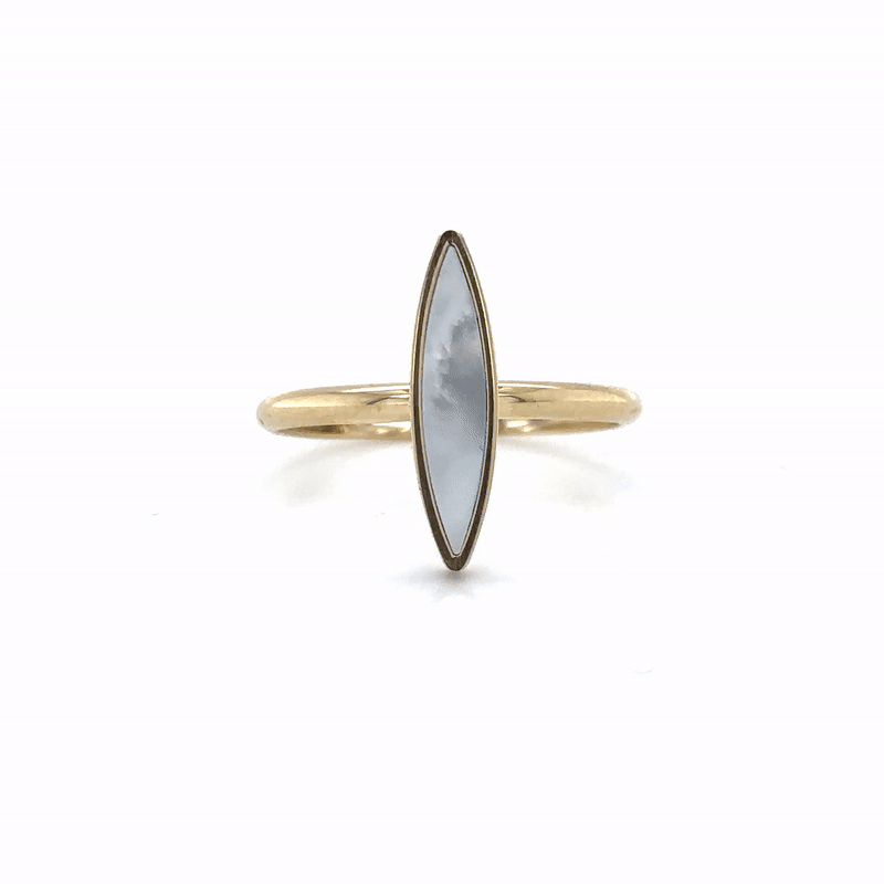 Anillo De Nácar De Oro Amarillo De 14Kt