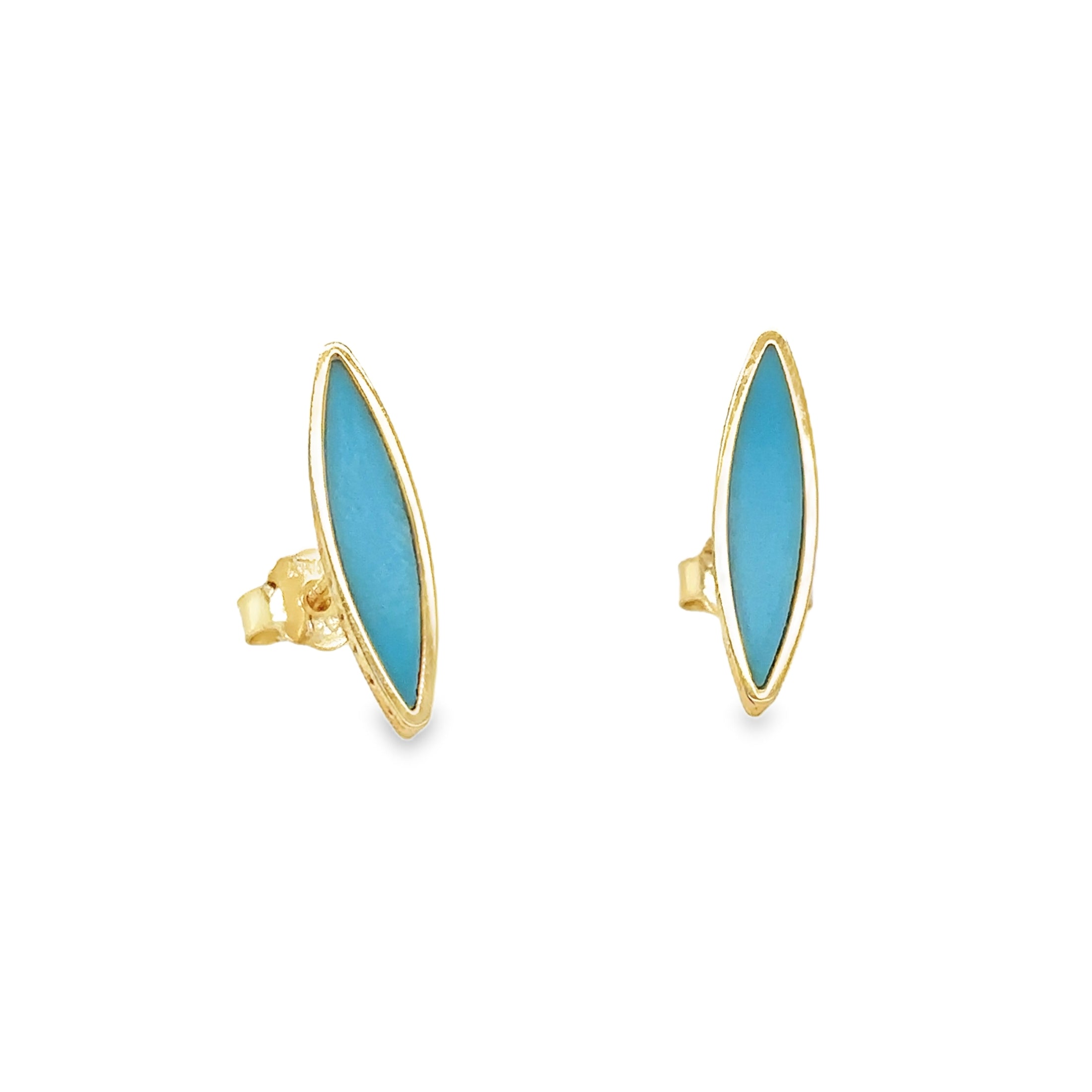 Pendiente Turquesa De Oro Amarillo De 14K  TCW.