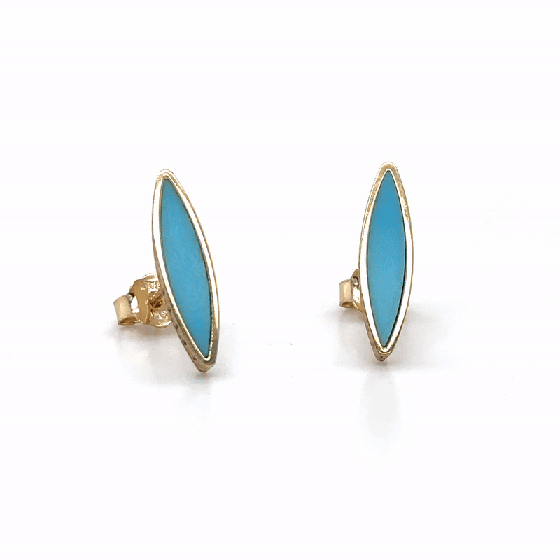 Pendiente Turquesa De Oro Amarillo De 14K  TCW.