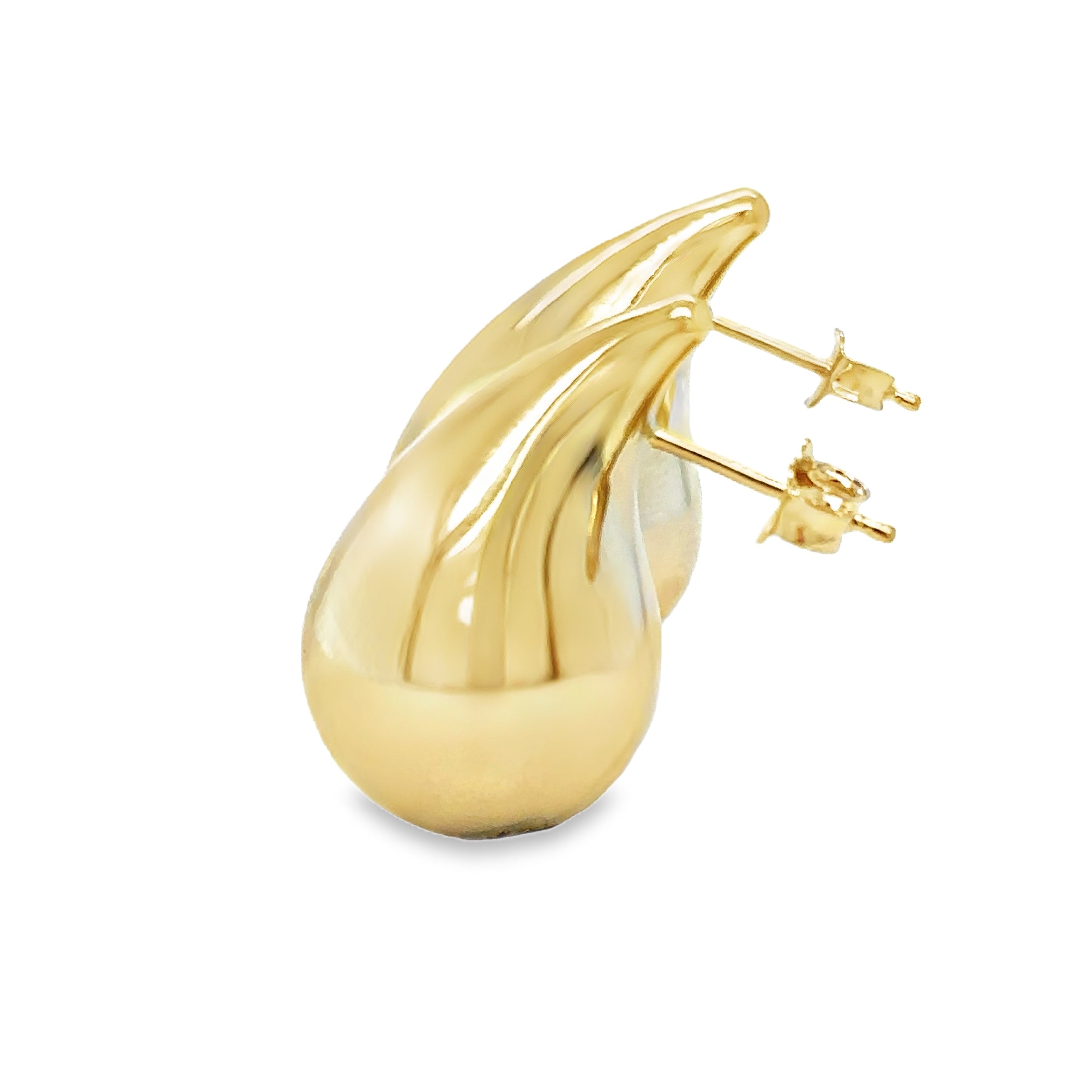 Pendiente De Lágrima Redonda De Oro Amarillo De 14 K  TCW.
