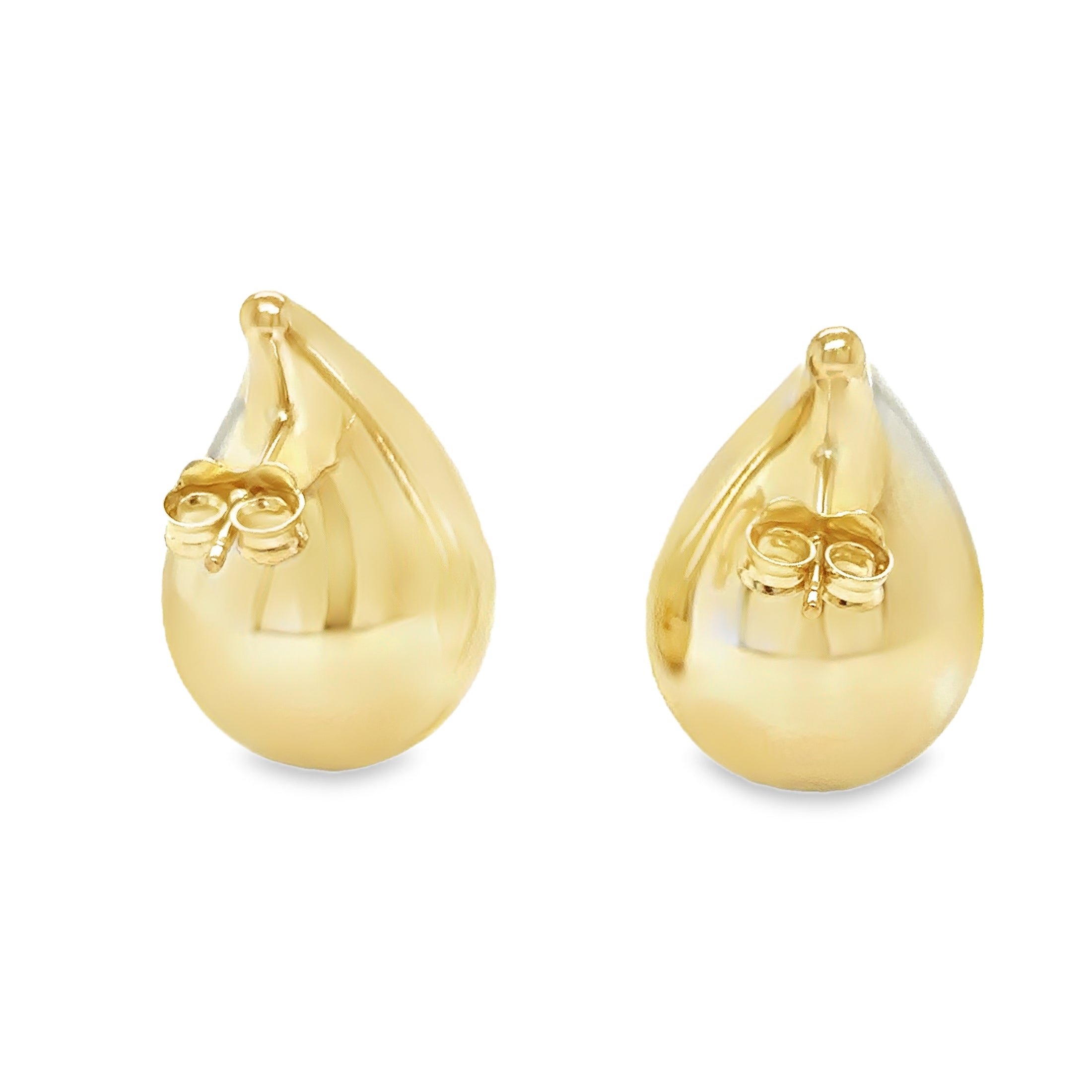 Pendiente De Lágrima Redonda De Oro Amarillo De 14 K  TCW.
