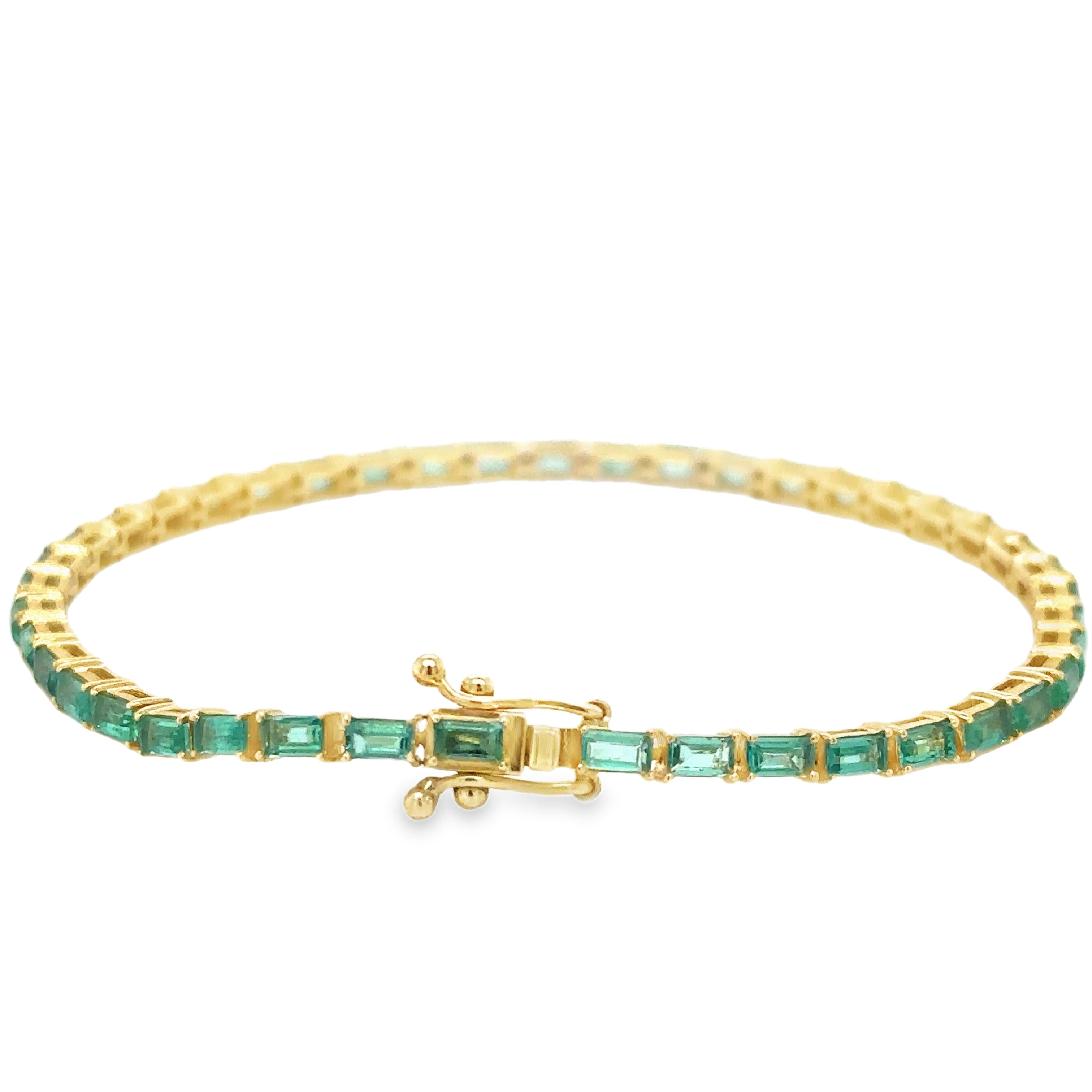 Pulsera De Oro Amarillo De 14 Quilates Con Esmeralda Baguette 3.69 Ct.