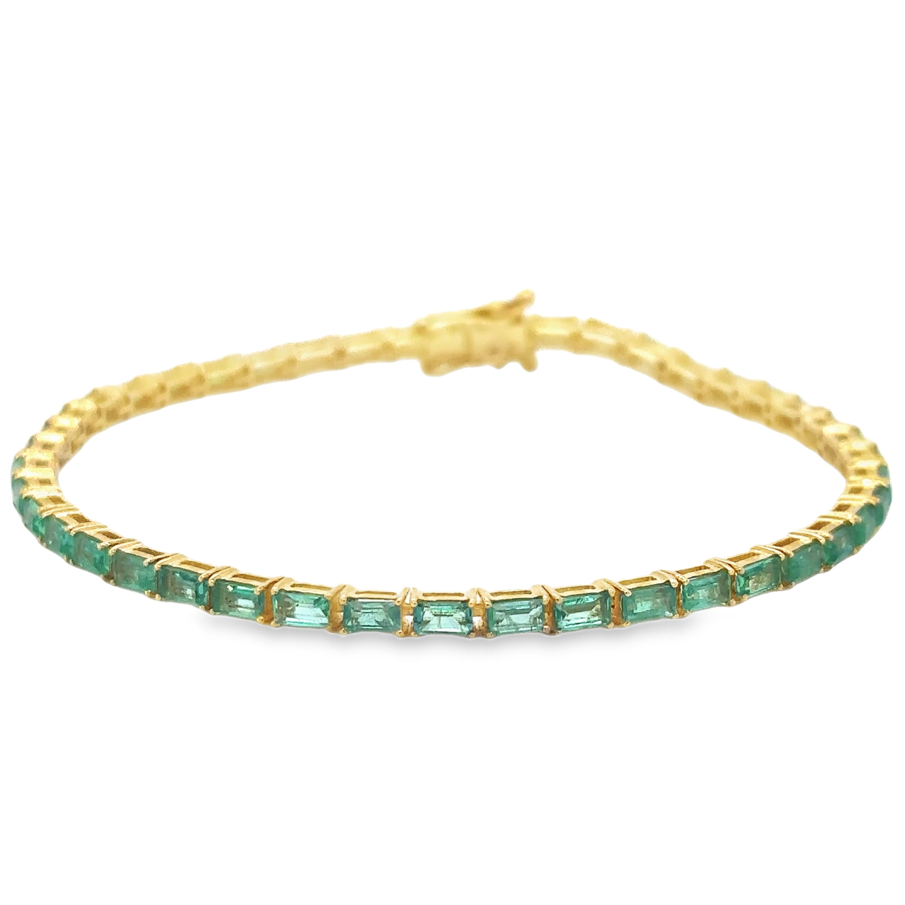 Pulsera De Oro Amarillo De 14 Quilates Con Esmeralda Baguette 3.69 Ct.