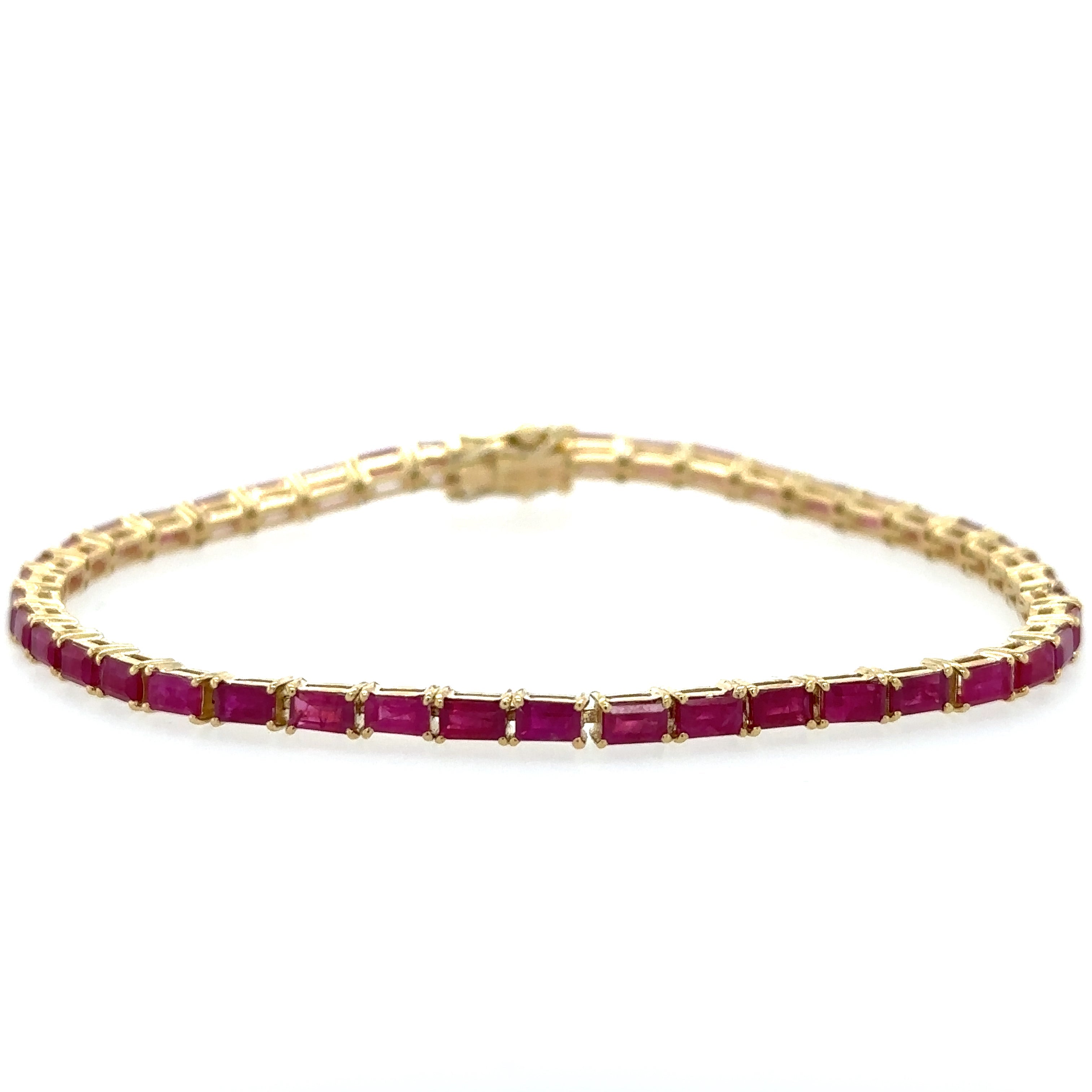 Pulsera De Oro Amarillo De 14 Quilates Con Rubí Baguette 6.6 Ct.