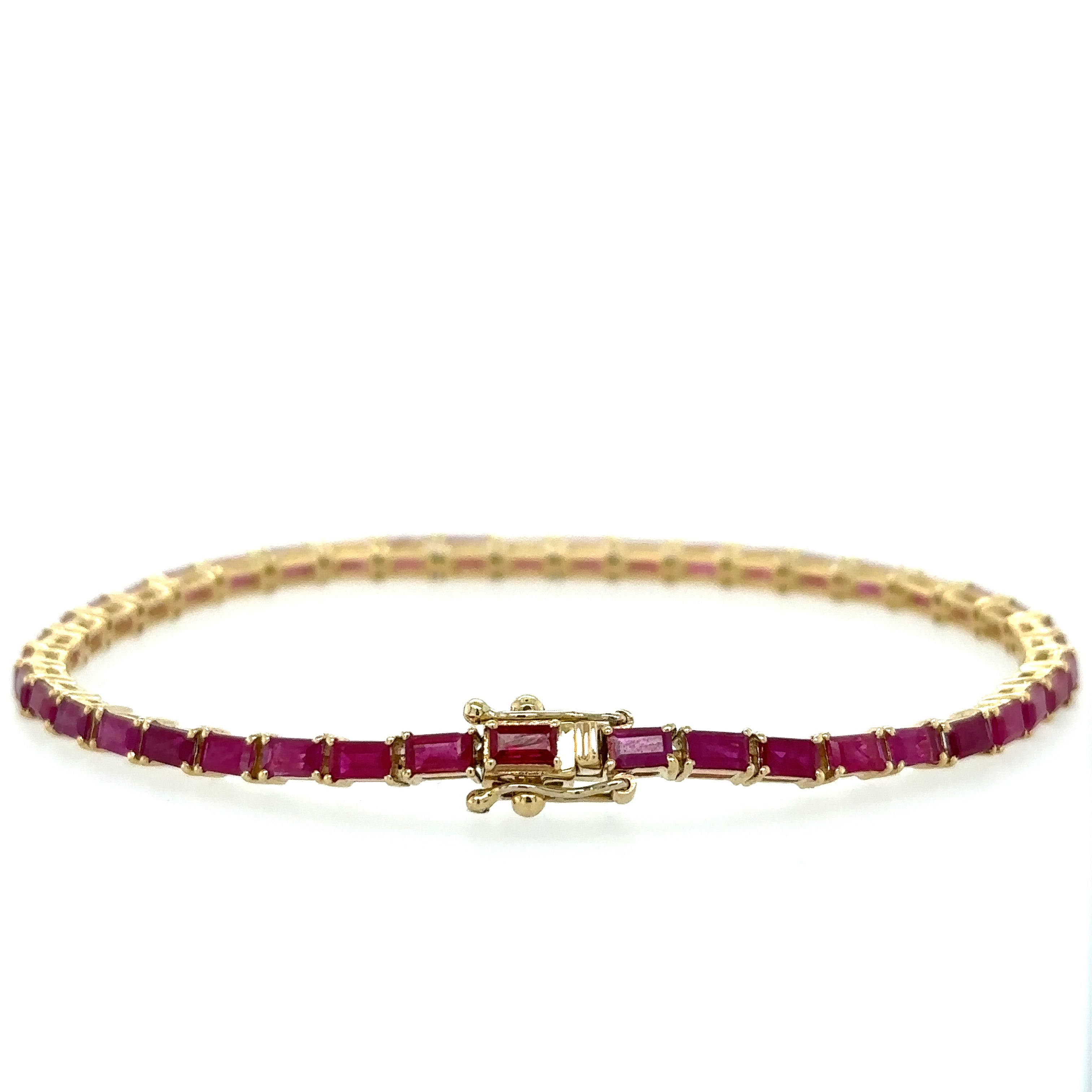 Pulsera De Oro Amarillo De 14 Quilates Con Rubí Baguette 6.6 Ct.