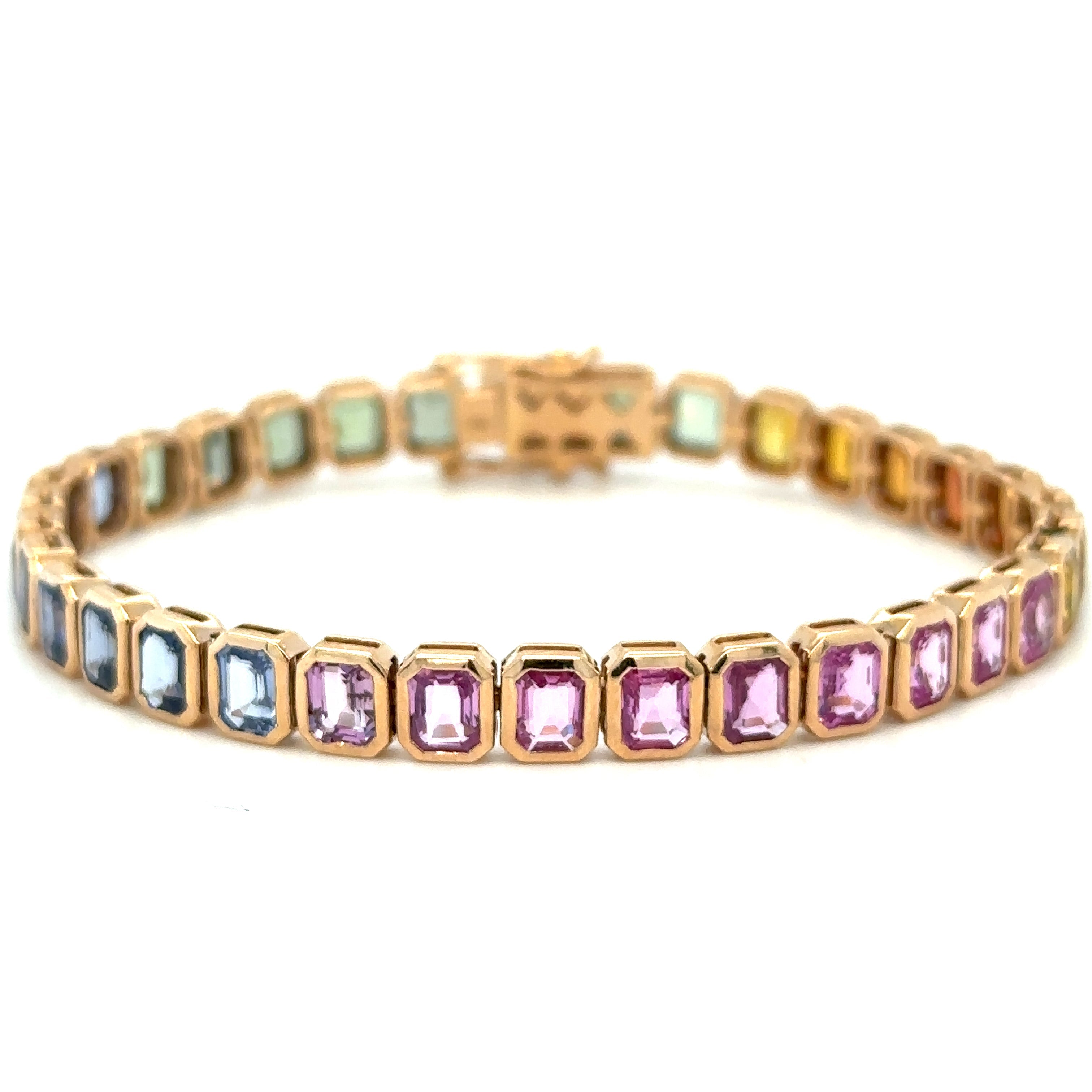 Pulsera De Zafiro Multicolor Oro Rosa De 18 Quilates 16.84 Ct.