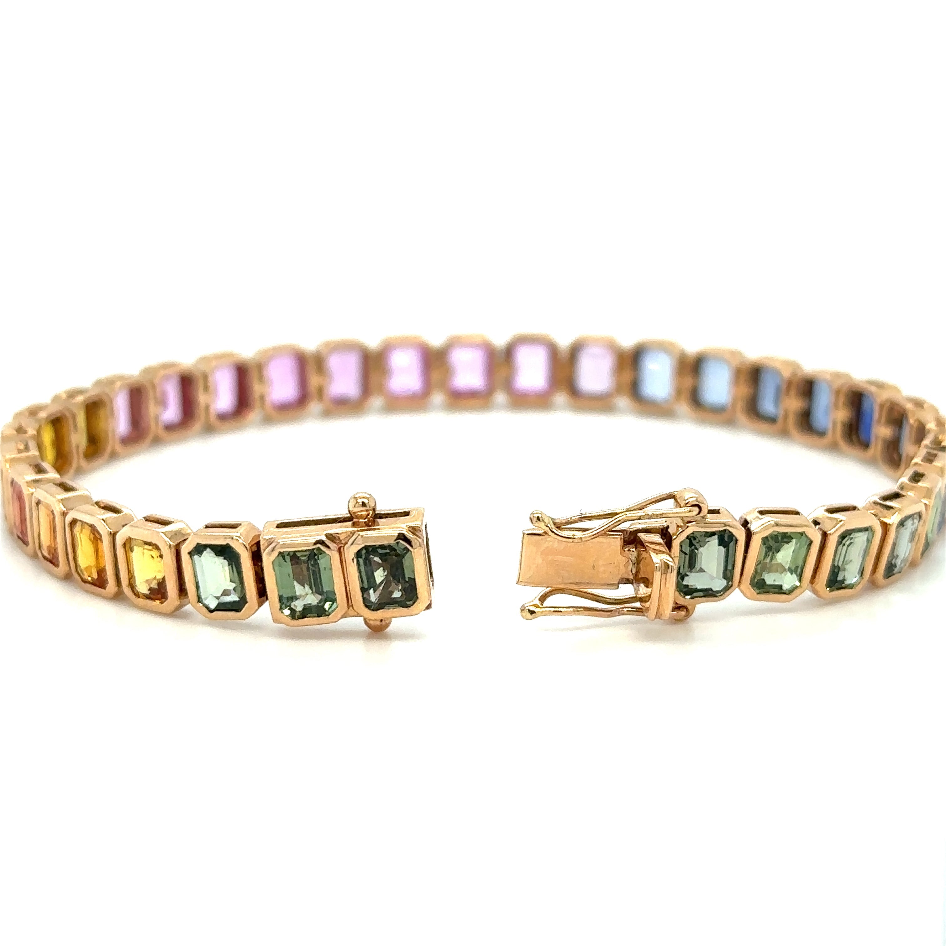 Pulsera De Zafiro Multicolor Oro Rosa De 18 Quilates 16.84 Ct.