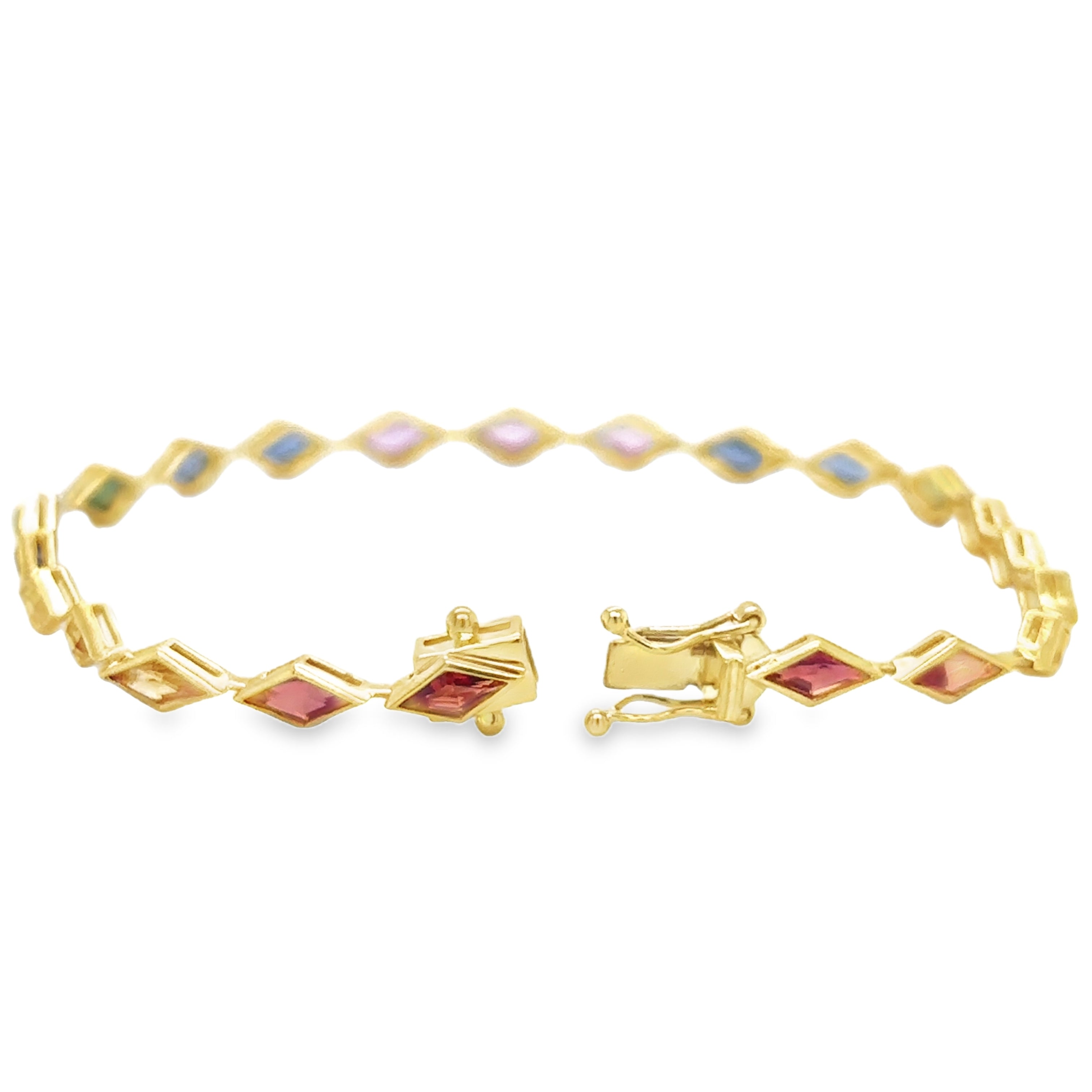 Pulsera De Zafiro Multicolor Oro Amarillo De 18Kt 4.95 Ct.