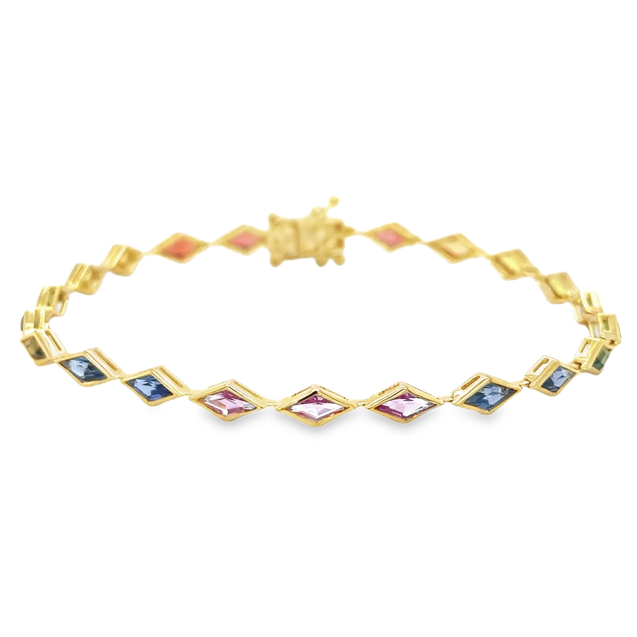 Pulsera De Zafiro Multicolor Oro Amarillo De 18Kt 4.95 Ct.