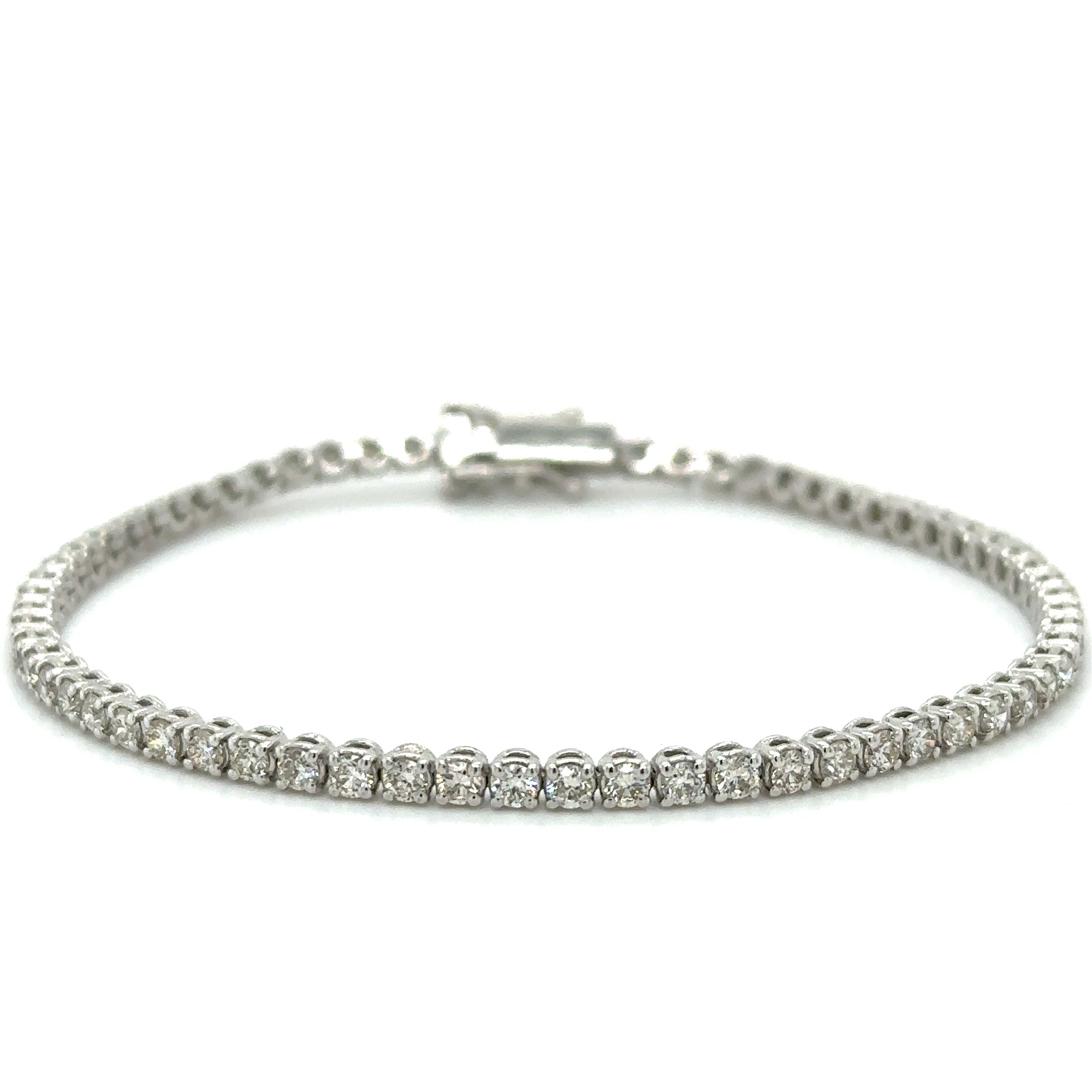 Pulsera Tennis de Diamante 3 CT. en Oro Blanco de 18K