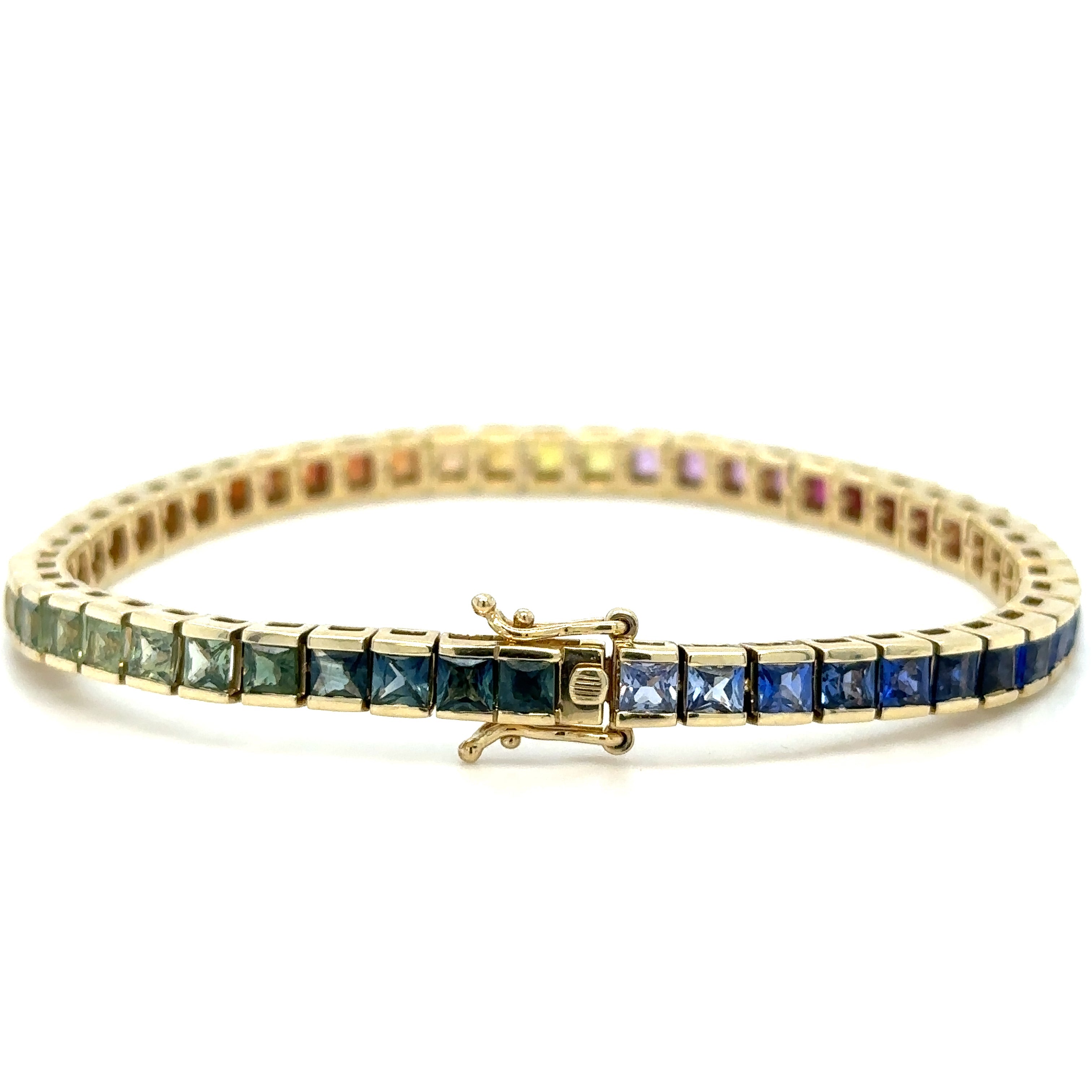 Pulsera De Zafiro Multicolor Oro Amarillo De 14Kt 9.23 Ct.