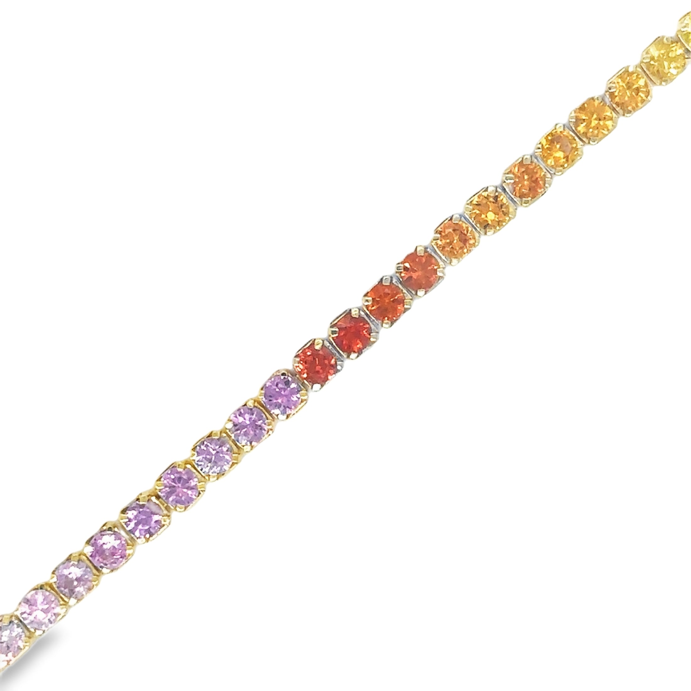 Pulsera Con Multi Zafiro De Oro Amarillo De 14 K De   5.44 TCW.