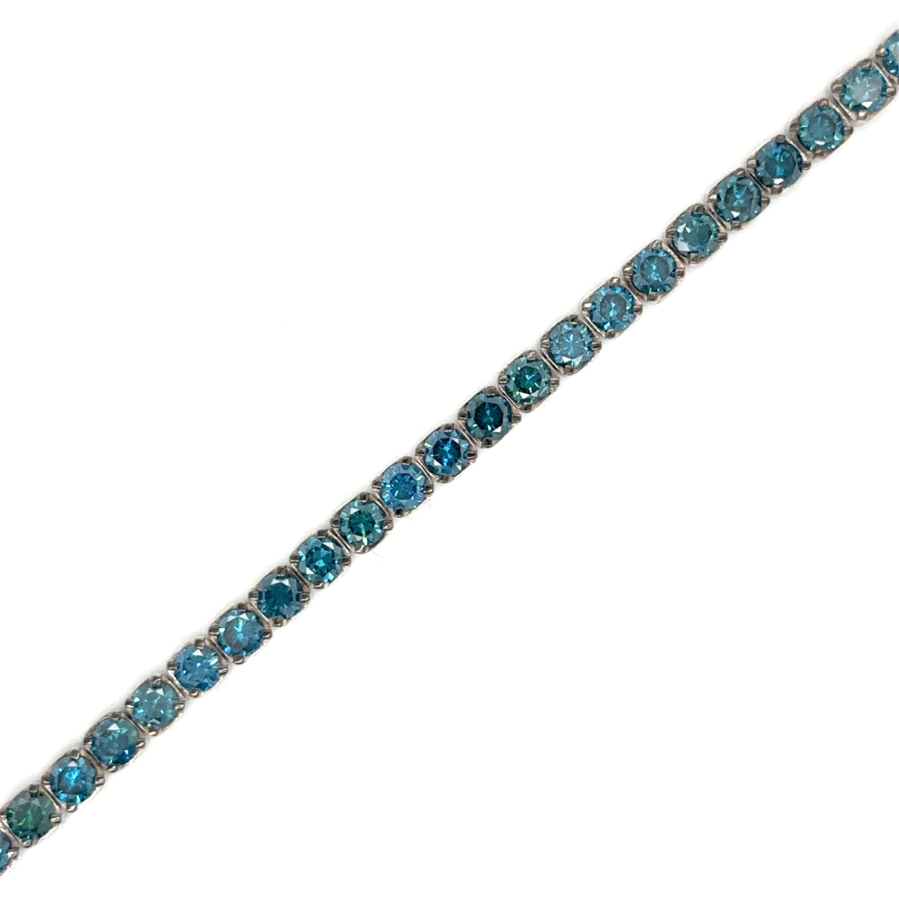 Pulsera De Tenis De Diamantes Azules De Oro Blanco De 14K 4.99 Ct.