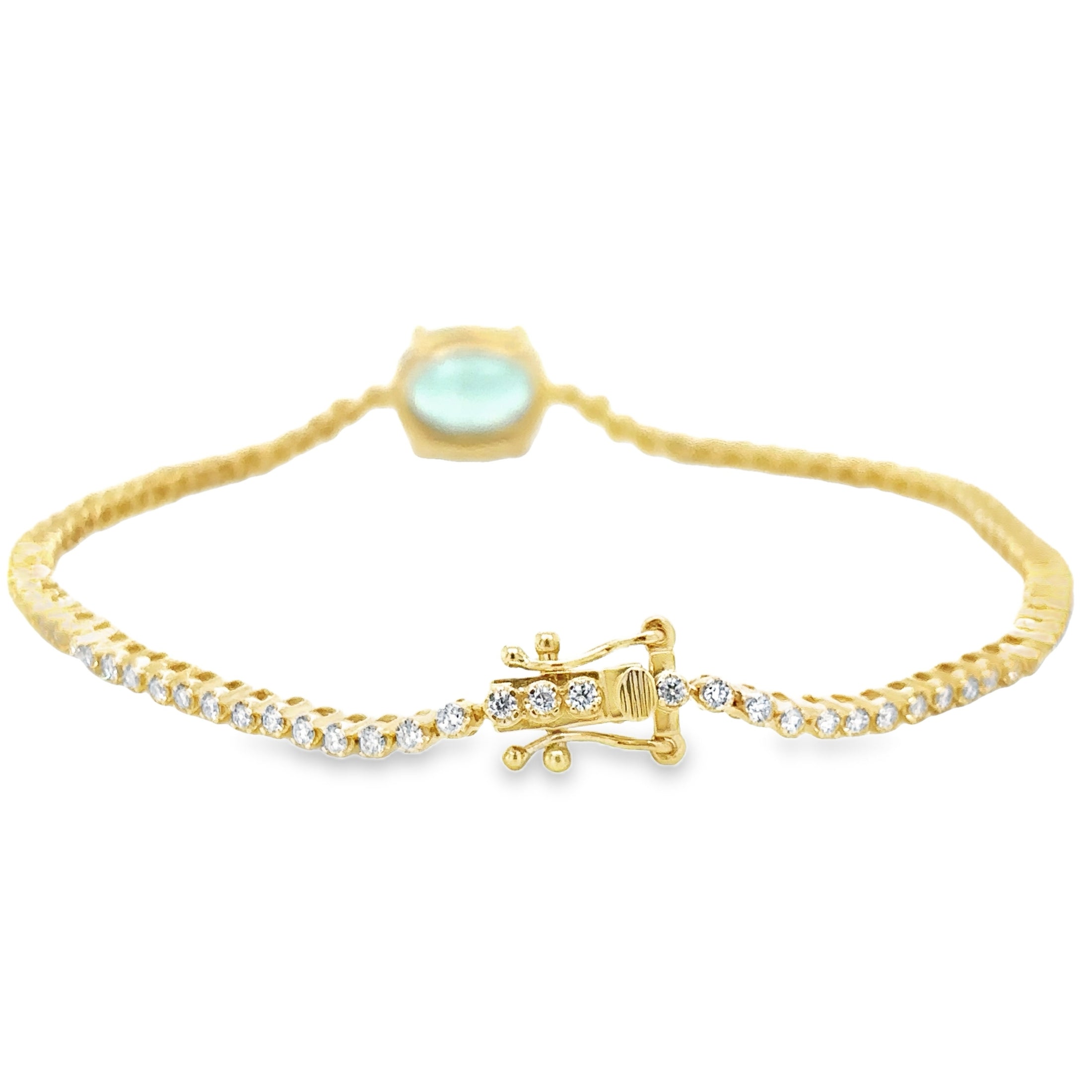 Pulsera De Tenis Con Turmalina Y Diamantes En Oro Amarillo De 14 K,  3.38 TCW.