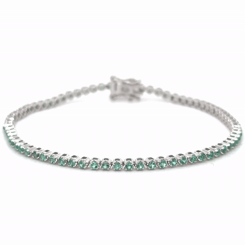 Pulsera De Tenis Con Esmeralda En Oro Blanco De 14 K, 1.14CT