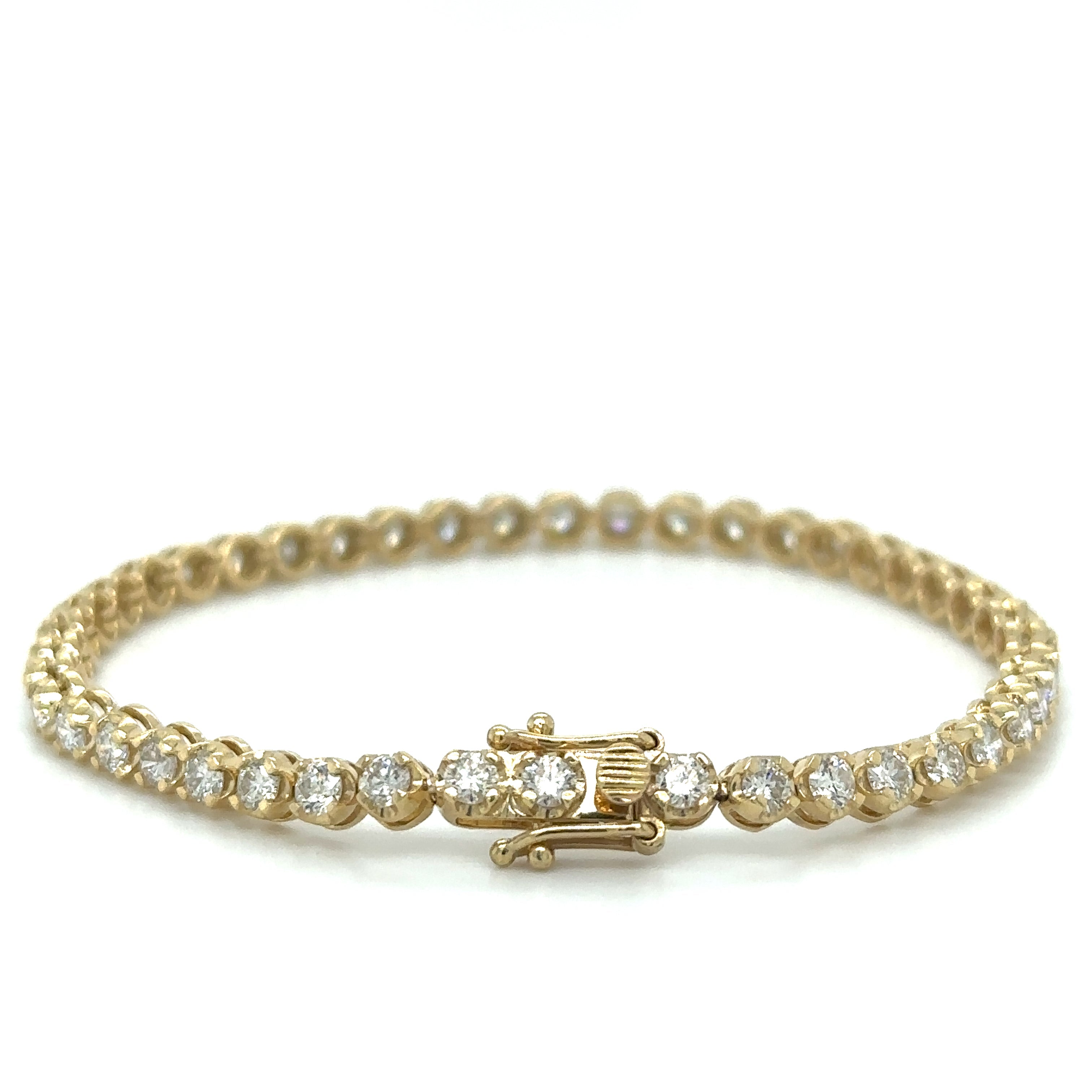 Pulsera De Tenis De Diamantes De Oro Amarillo De 14 Kt 3 Ct.