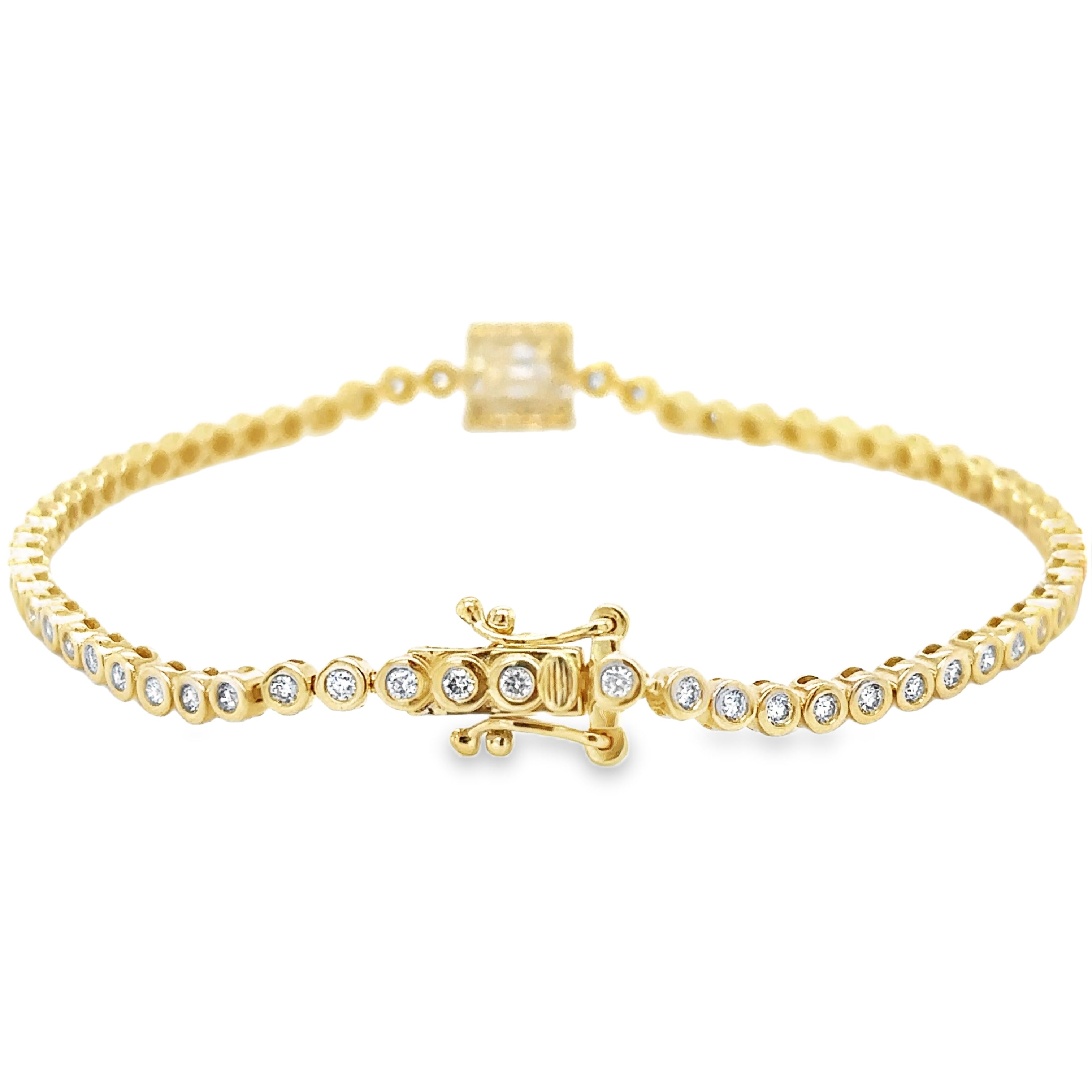 Pulsera De Tenis Con Bisel De Diamantes De Oro Amarillo De 14 Kt 1.06 Ct.