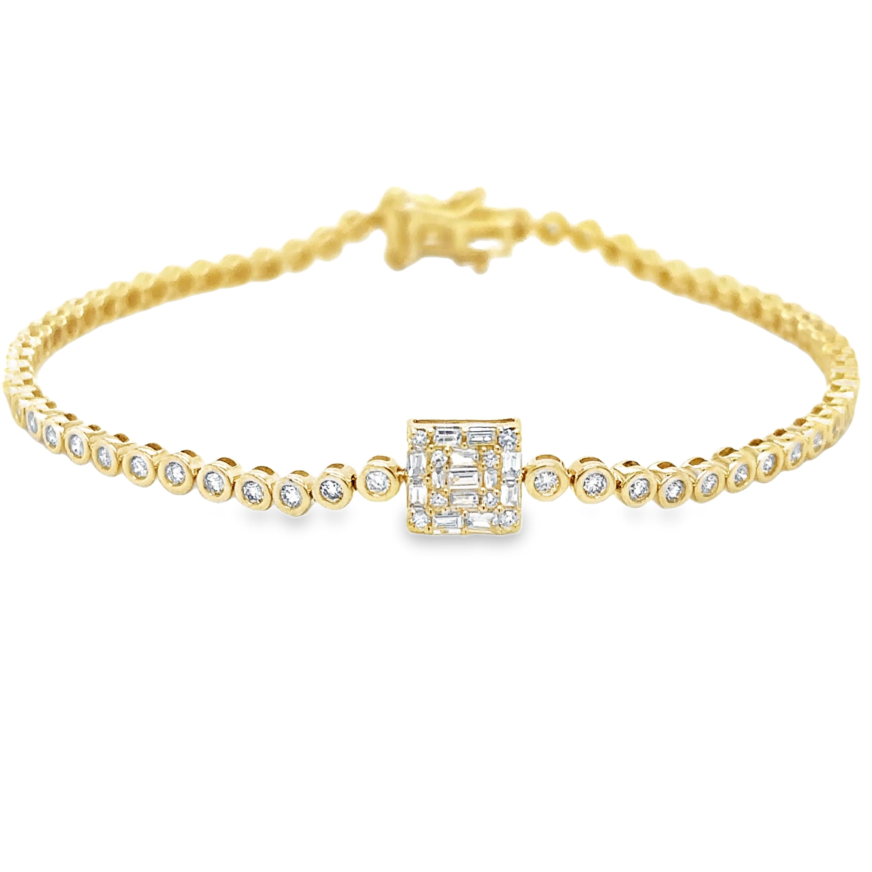 Pulsera De Tenis Con Bisel De Diamantes De Oro Amarillo De 14 Kt 1.06 Ct.