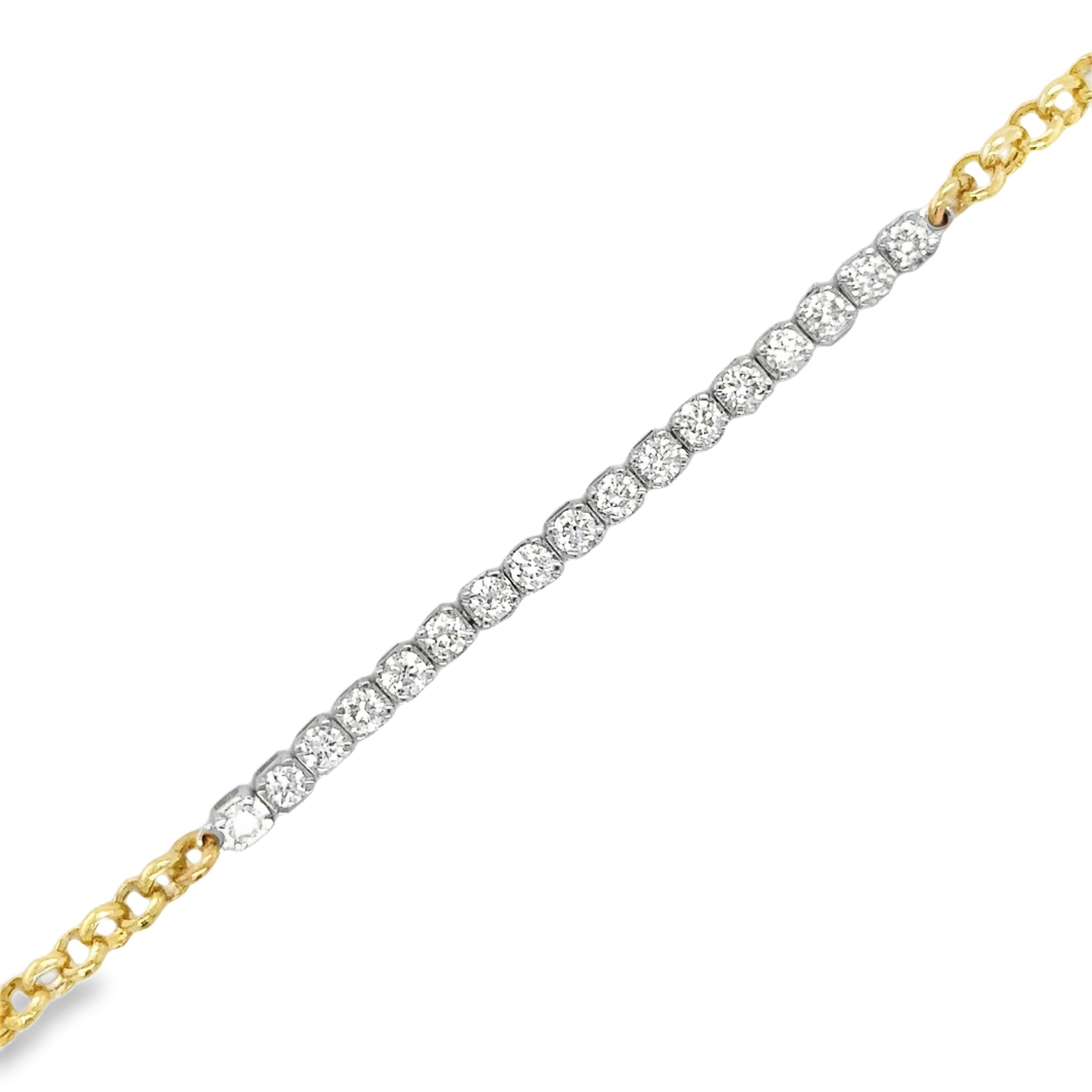 Pulsera De Tenis De Diamantes De Dos Tonos De 14Kt Con Rolo 8", 0.91 CT