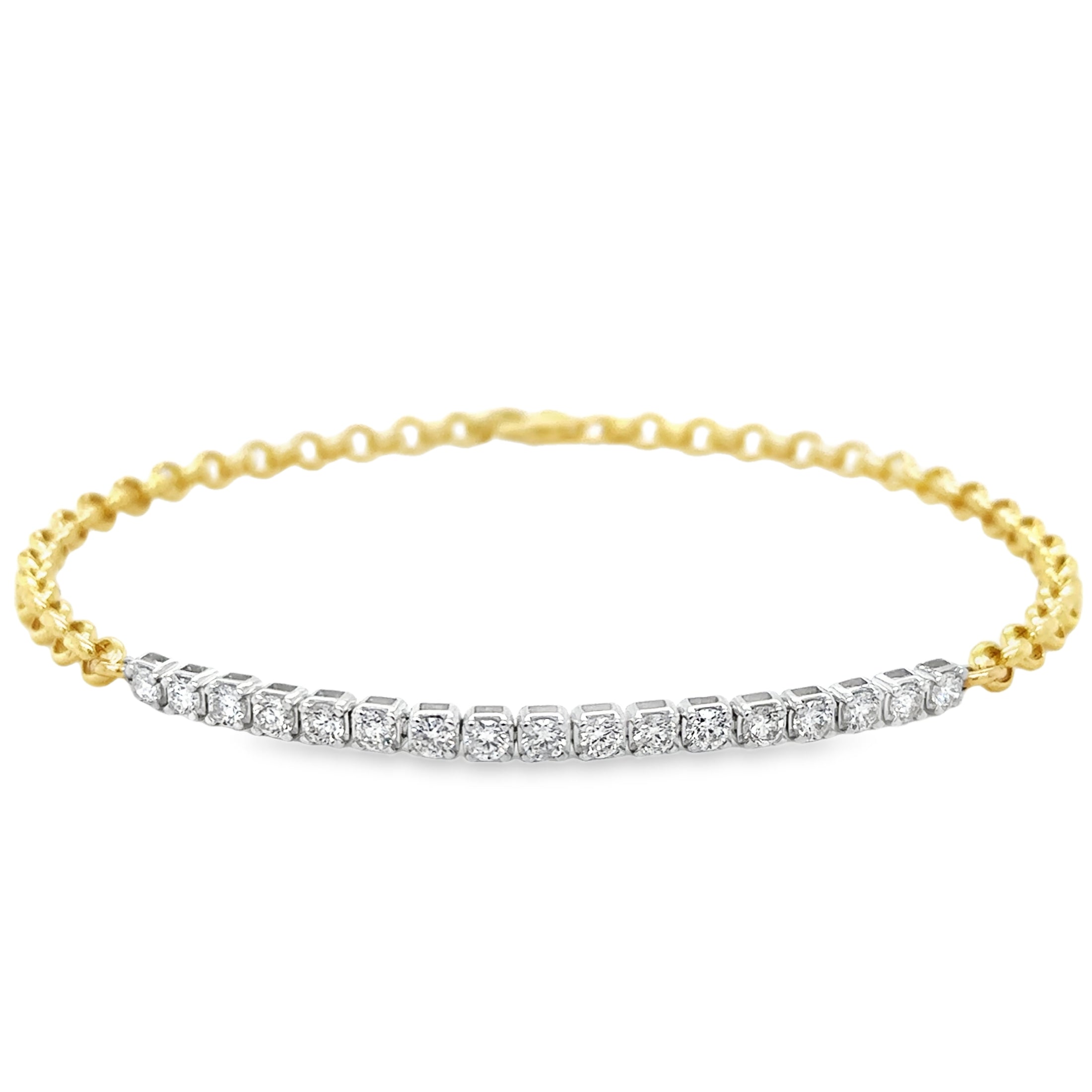 Pulsera De Tenis De Diamantes De Dos Tonos De 14Kt Con Rolo 8", 0.91 CT