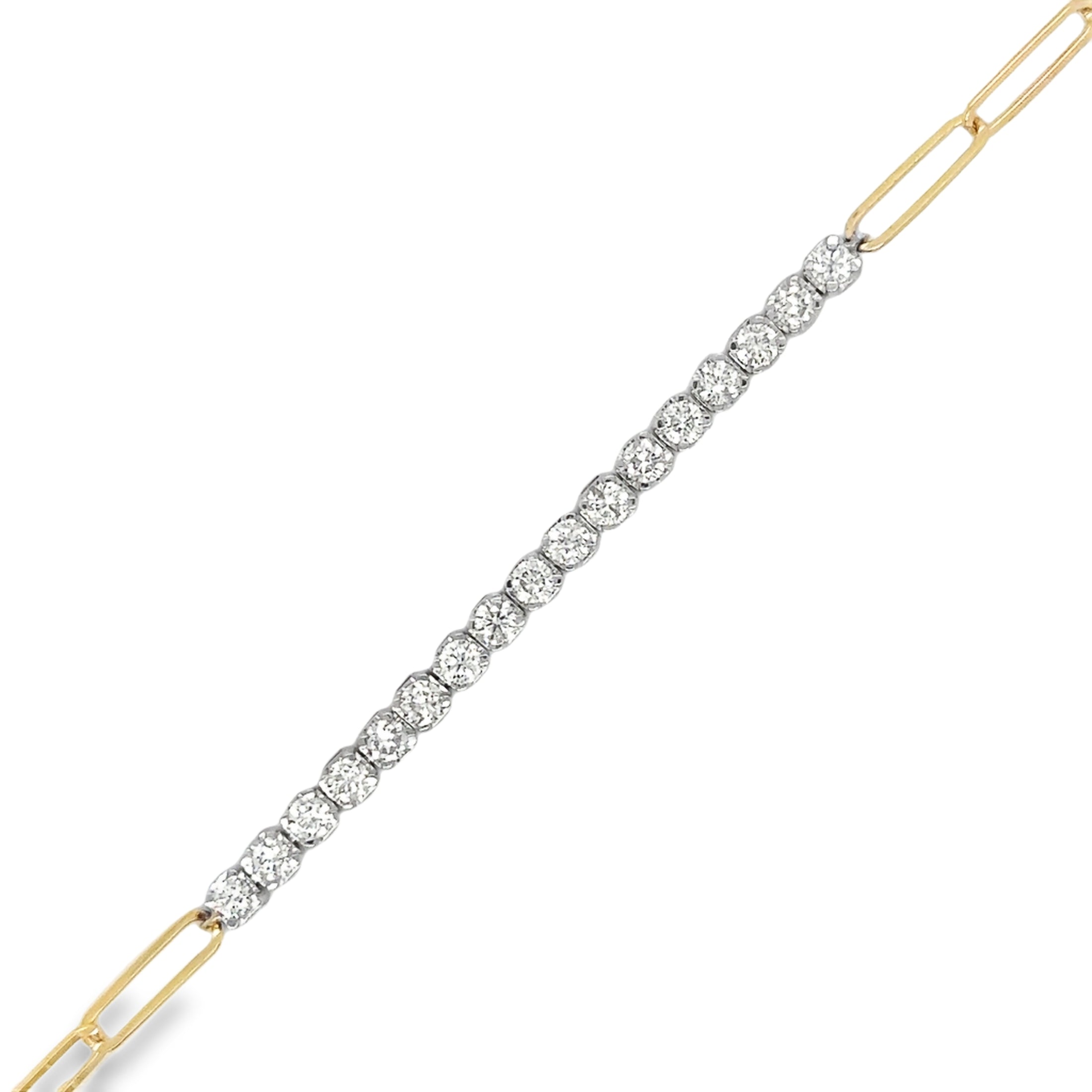 Pulsera De Tenis De Diamantes 1Ct Oro de  14Kt Con Clip De Papel