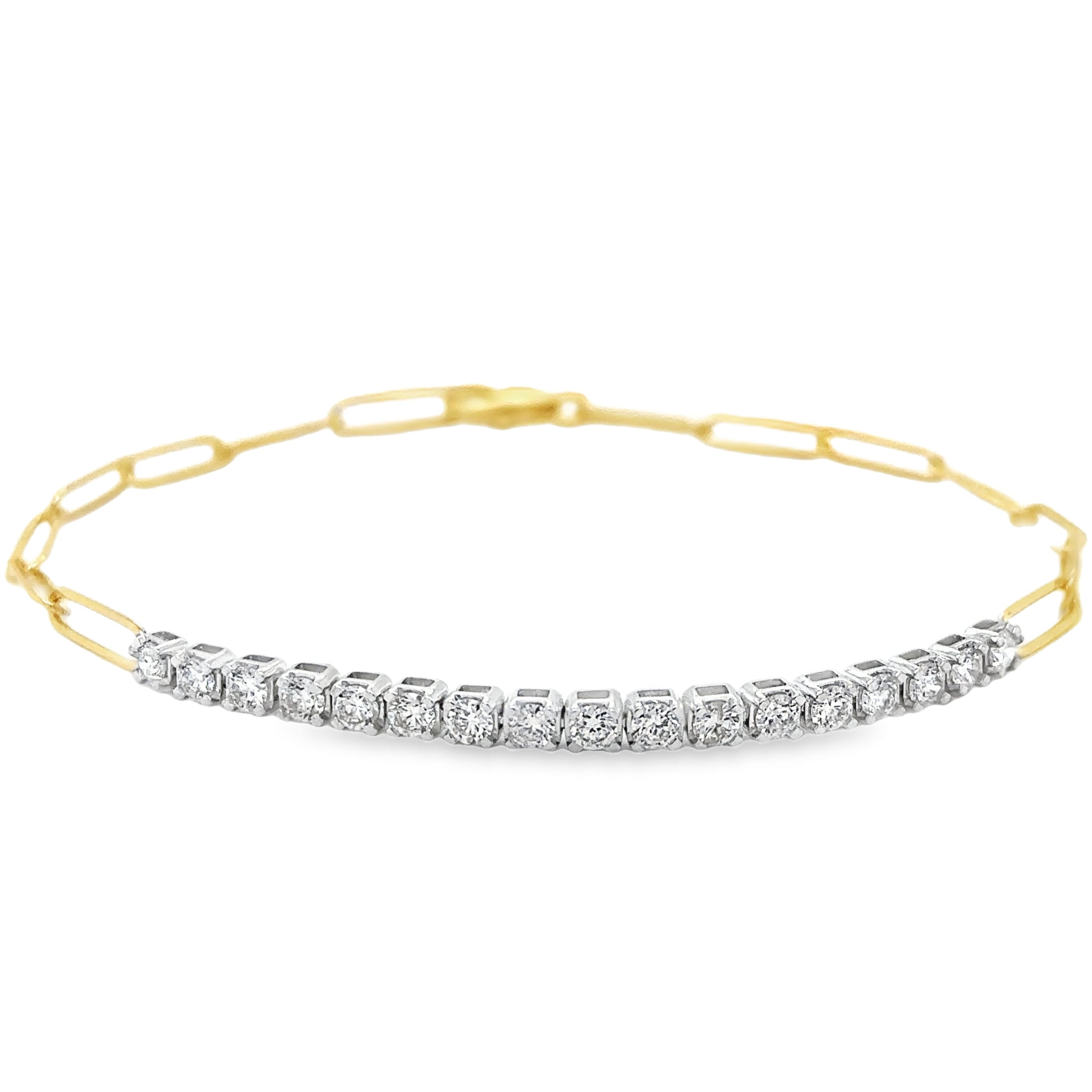 Pulsera De Tenis De Diamantes 1Ct Oro de  14Kt Con Clip De Papel