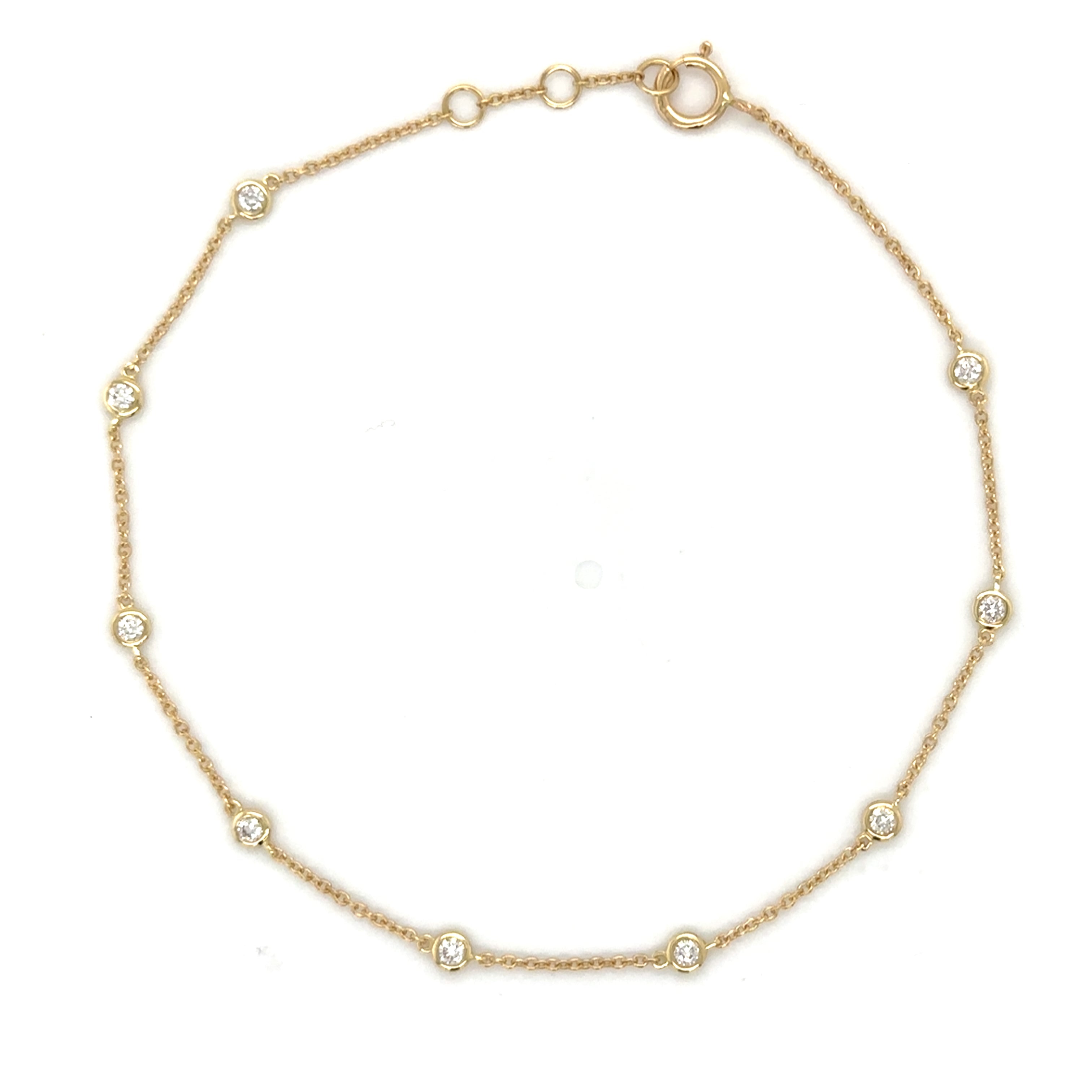 Brazalete De Diamantes Biselados De Oro Amarillo De 14 K