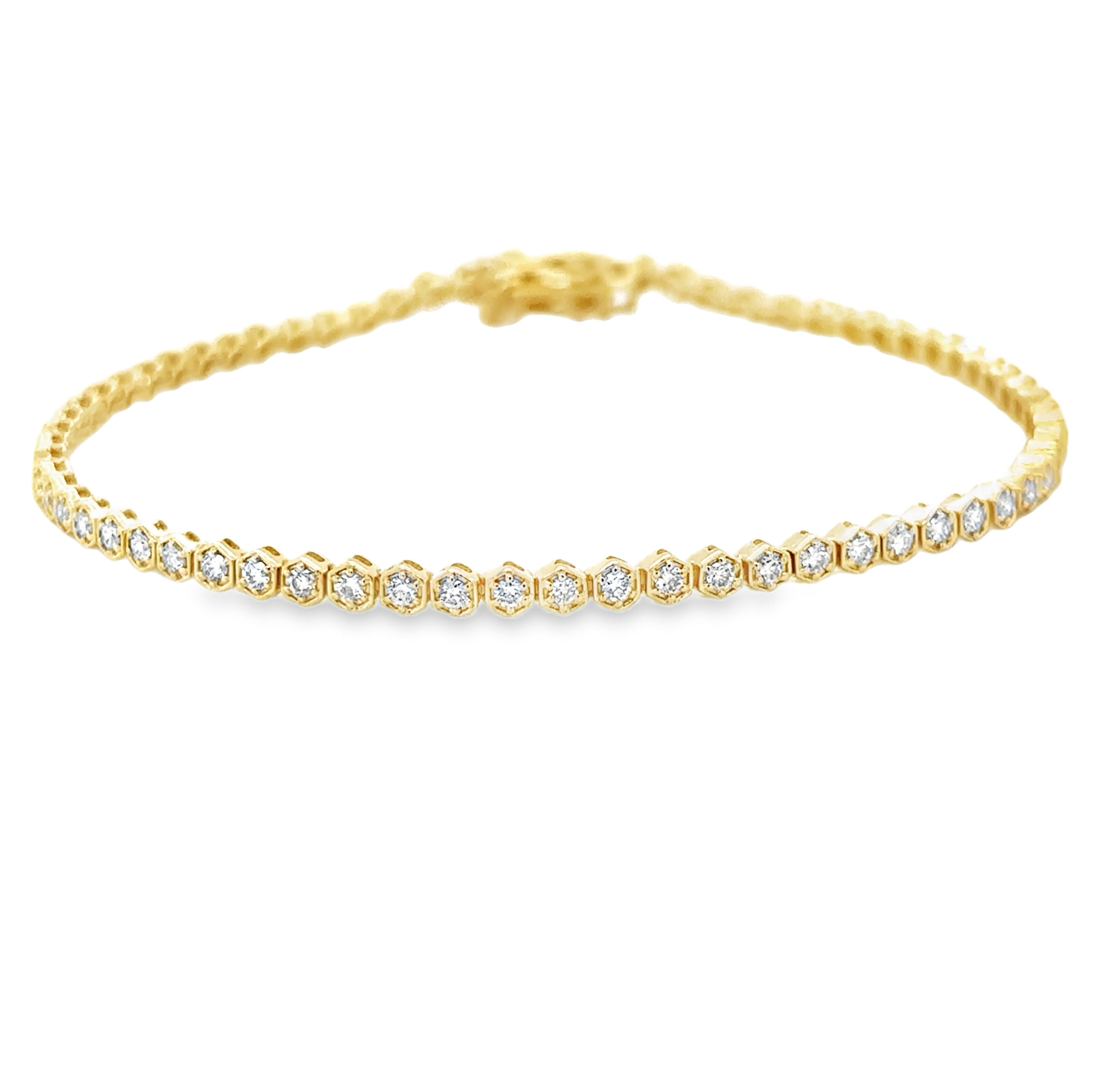 Brazalete De Oro Amarillo Y Diamantes De 14 Kt