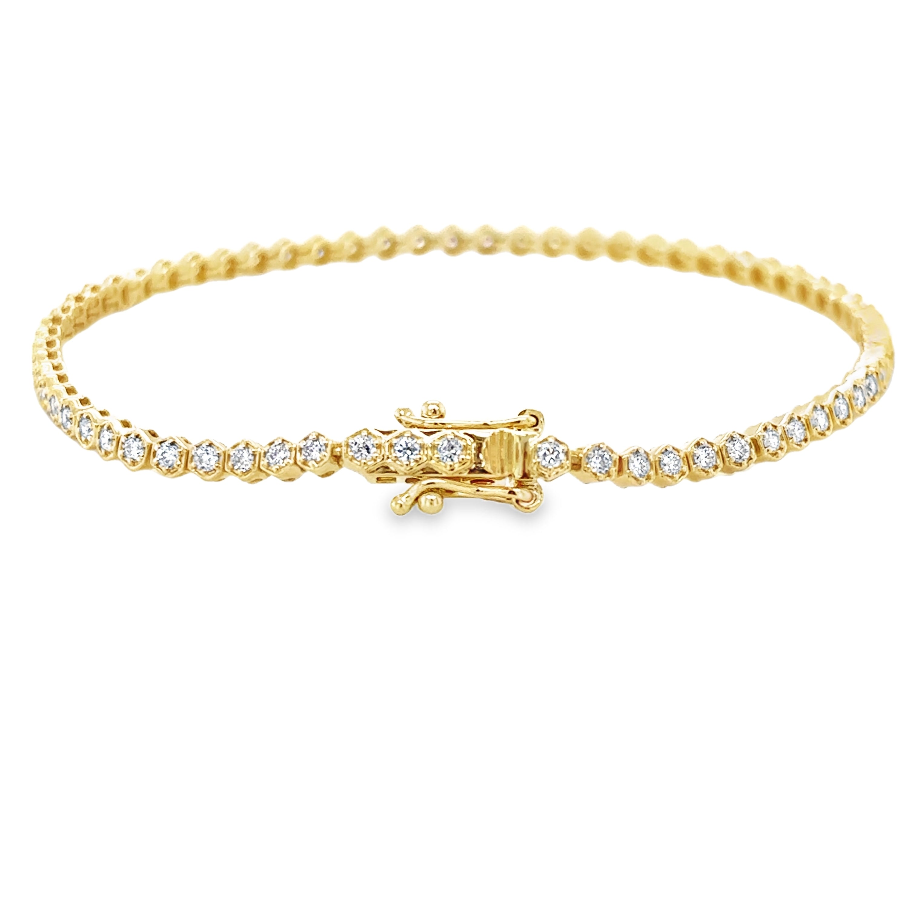 Brazalete De Oro Amarillo Y Diamantes De 14 Kt