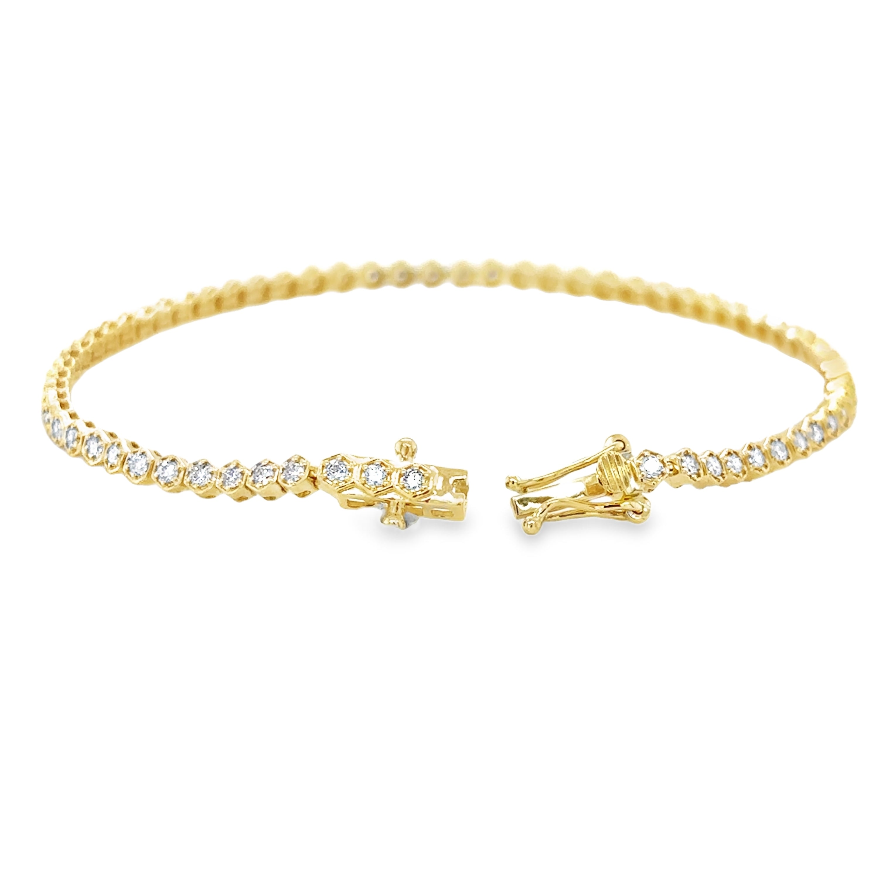 Brazalete De Oro Amarillo Y Diamantes De 14 Kt