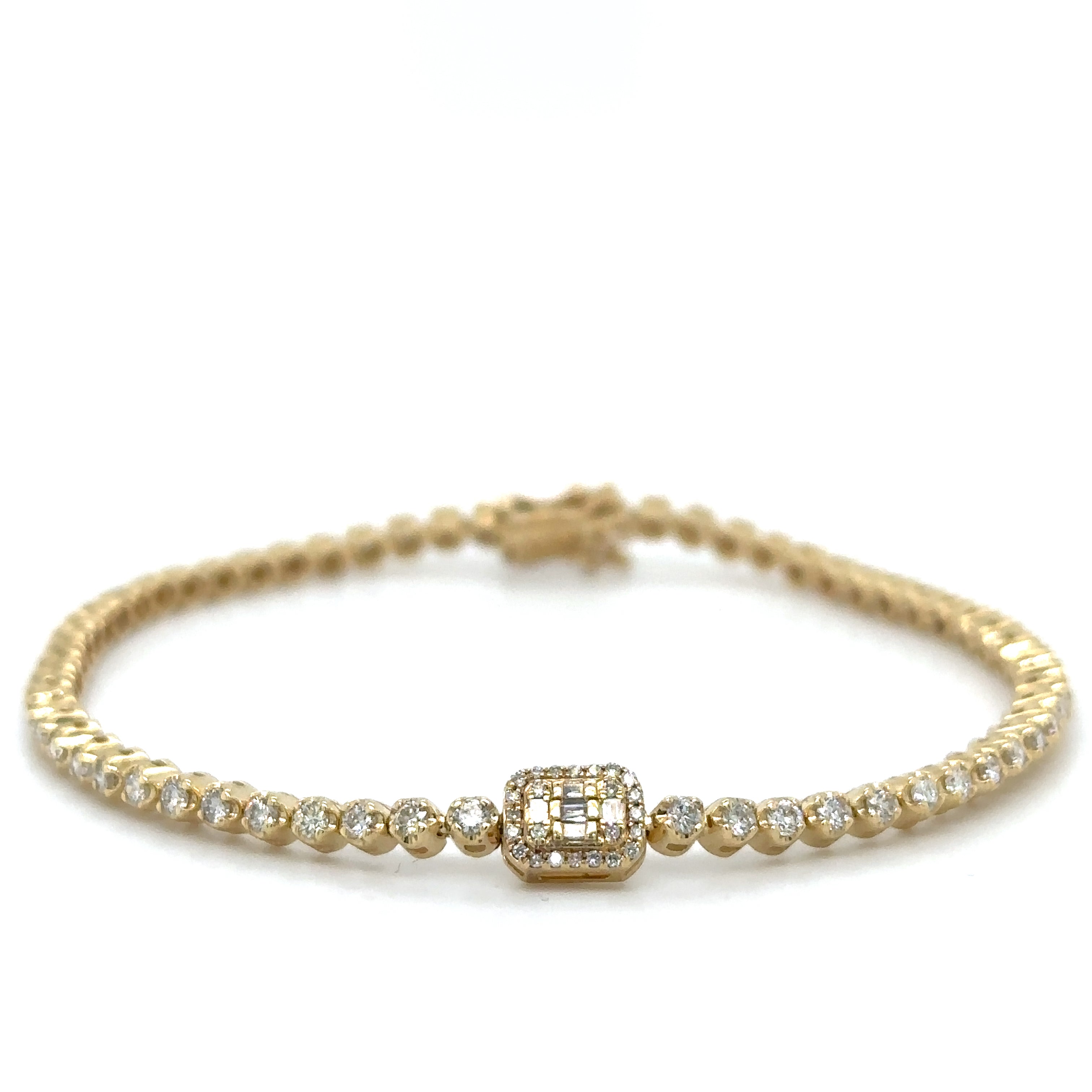 Pulsera De Tenis De Diamantes Con Diamantes Baguette 1.87 Ct.