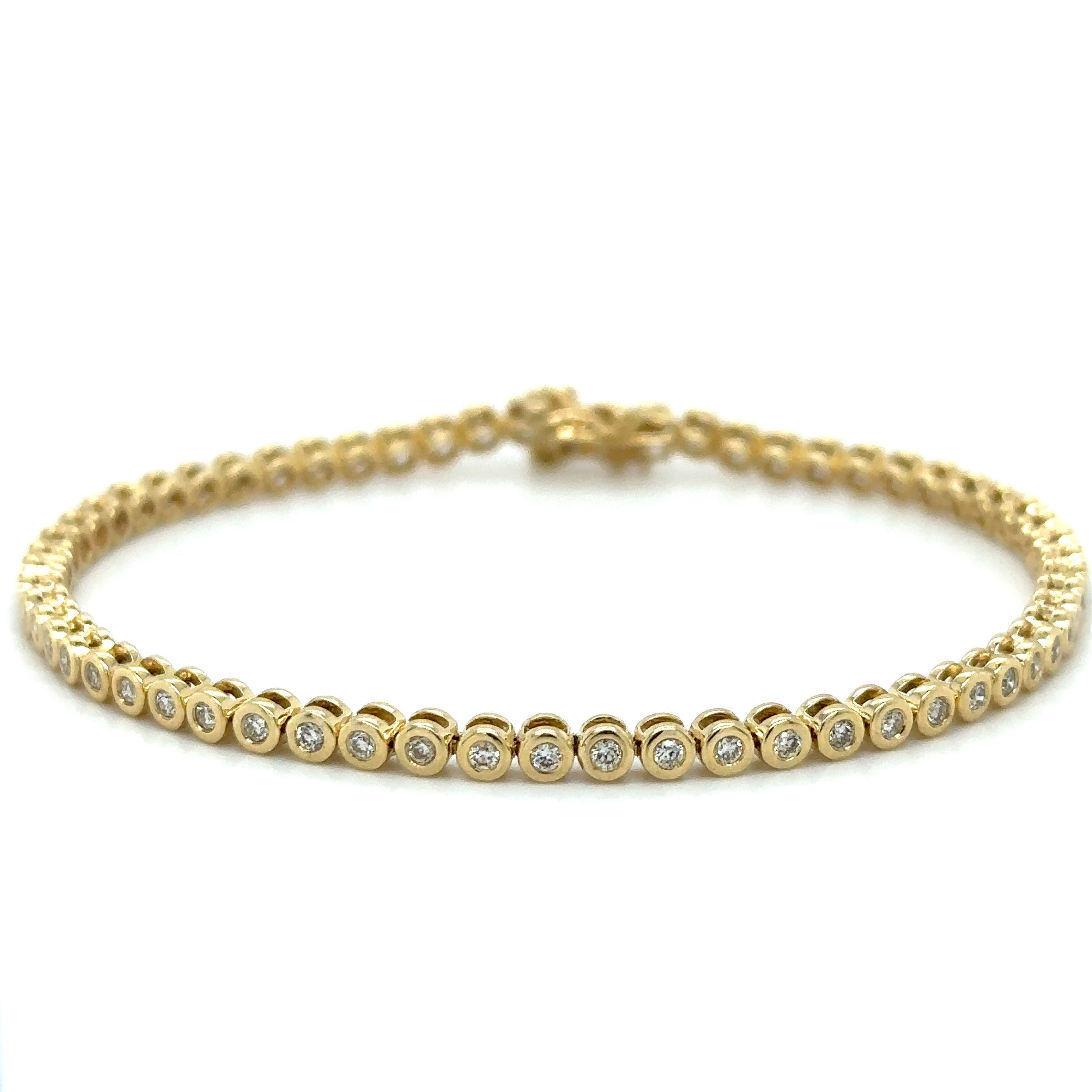 Pulsera Tennis Bisel de Diamante 1 CT. en Oro Amarillo de 14K