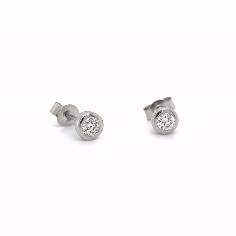 14Kt White Gold Diamond Bezel Earrings, 0.54 CT