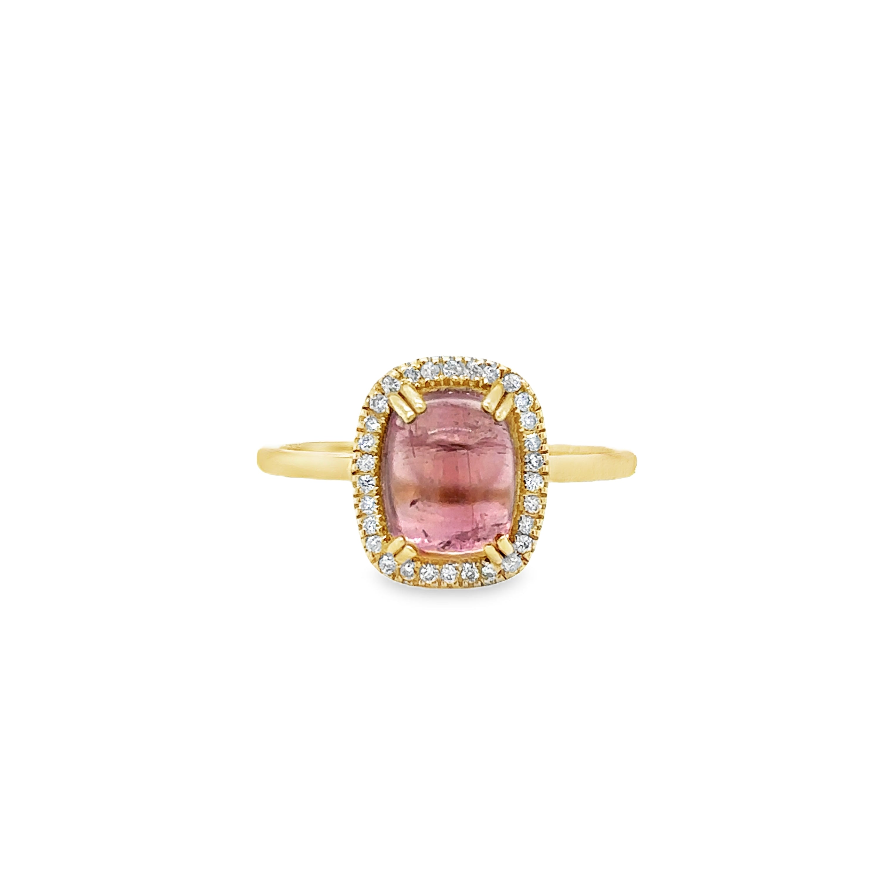 Anillo De Oro Amarillo De 14 Quilates Con Turmalina Y Diamantes 4.36 Ct.