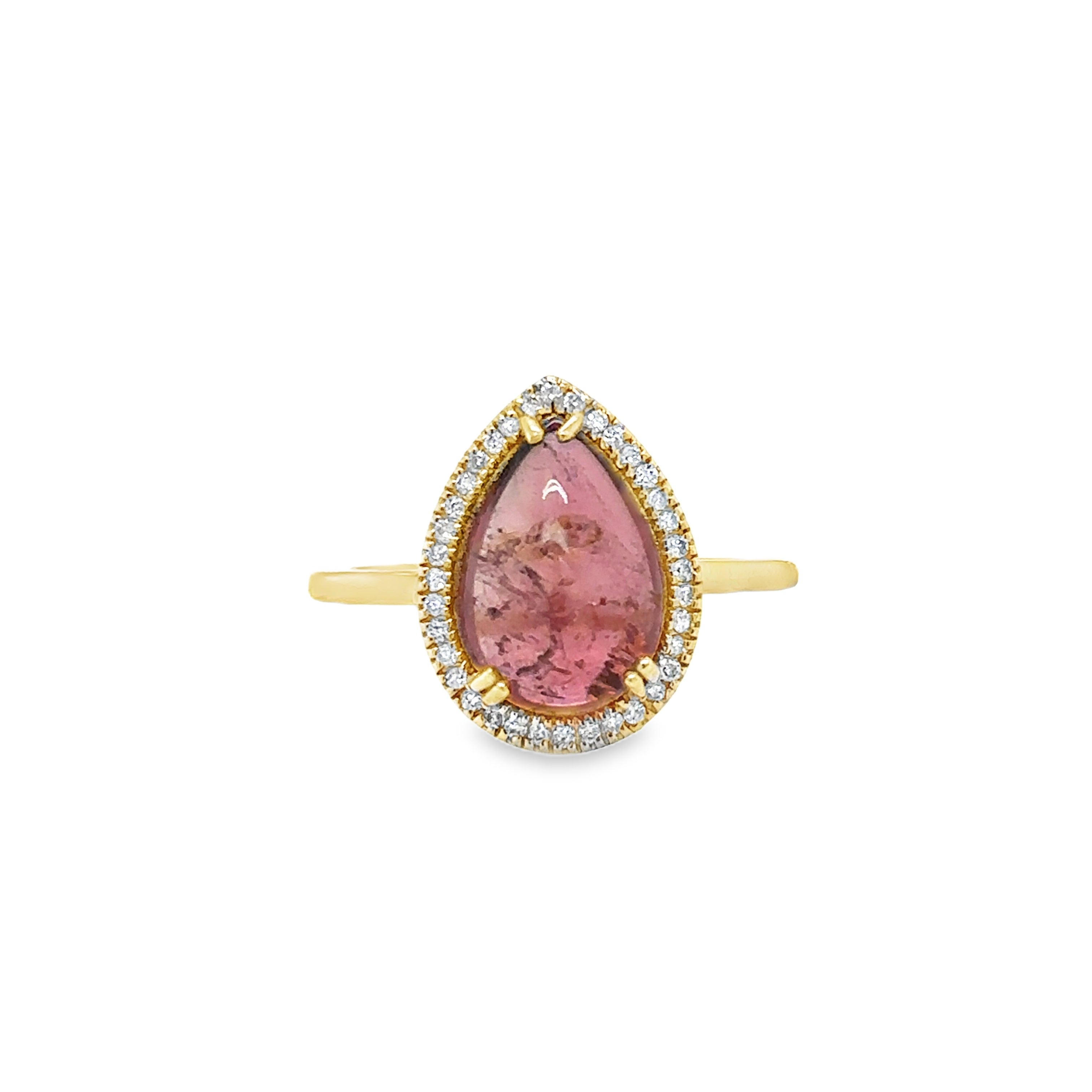 Anillo De Oro Amarillo De 14 Quilates Con Turmalina Y Diamantes 3.85 Ct.
