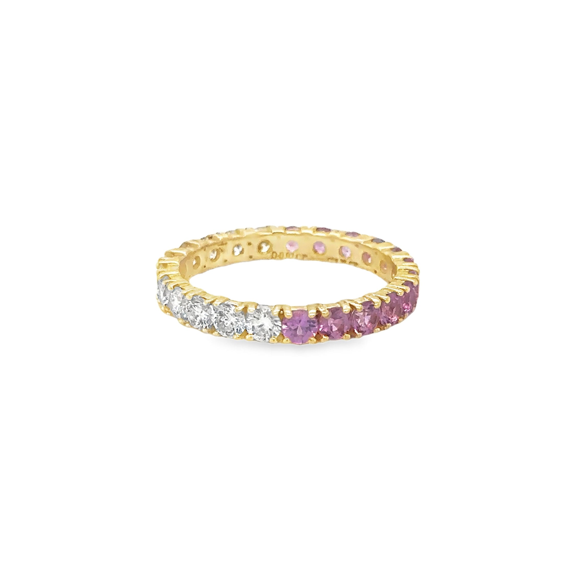 Anillo De Oro Amarillo De 14Kt Con Zafiro Rosa Y Diamantes, 2.27 CT