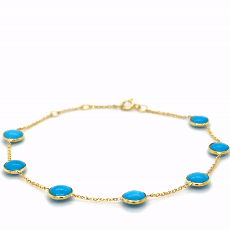 Pulsera De Estación De Monedas Redonda De La Bella Durmiente De Oro Amarillo De 18Kt 4.9 Ct.