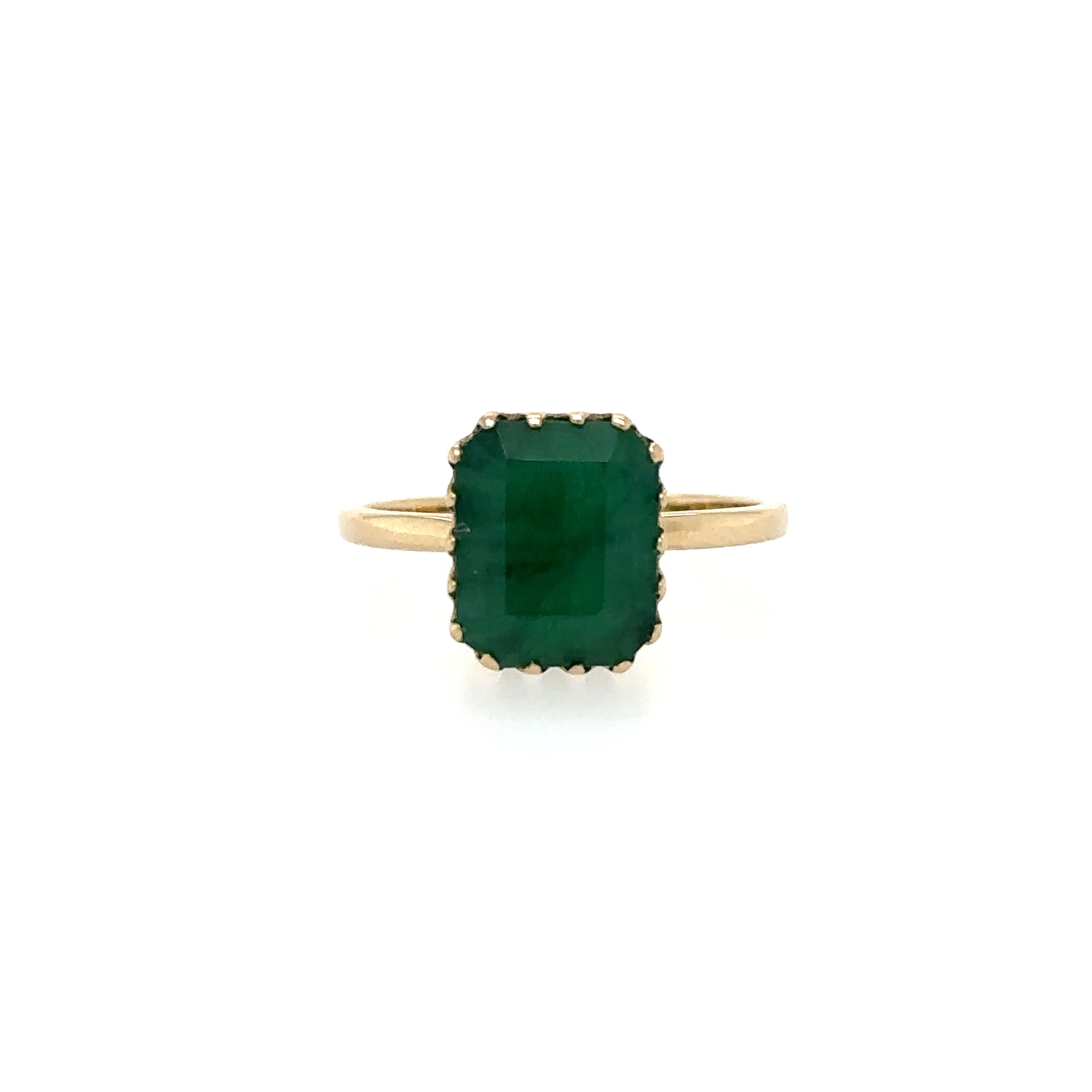 Anillo De Oro Amarillo Y Esmeralda 4.25 Ct.