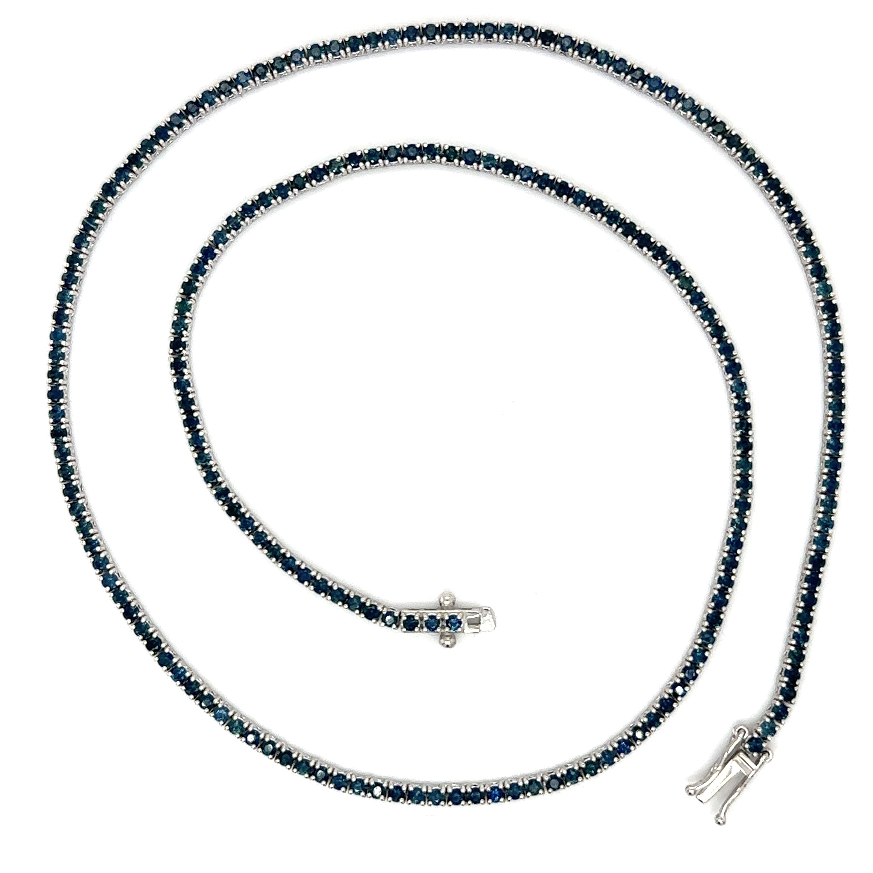 Collar De Zafiro De Oro Blanco De 14Kt 6.14 Ct.