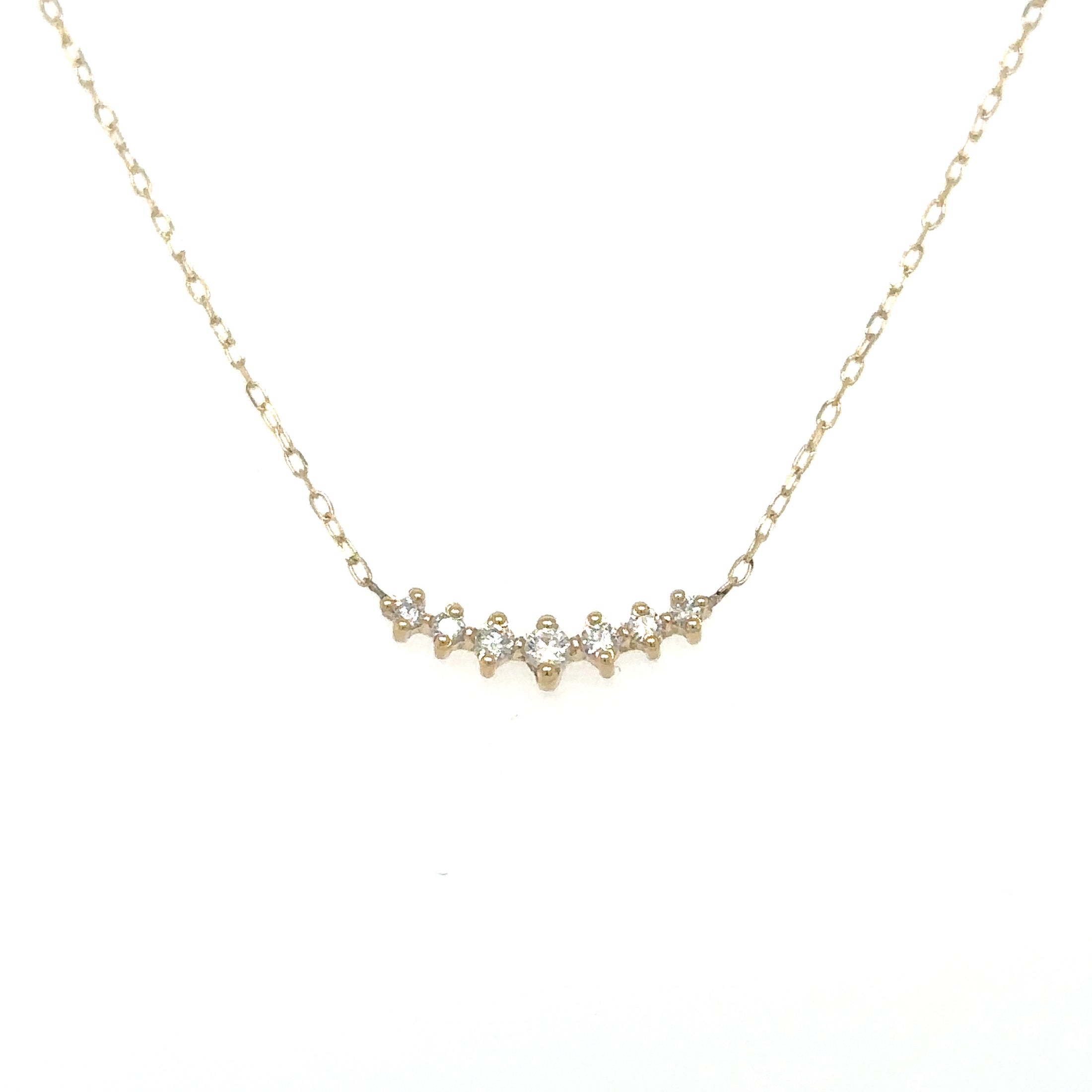 Collar Con Barra Curva De Oro Amarillo De 14 Kt Y Diamantes De 18", 0.12 CT