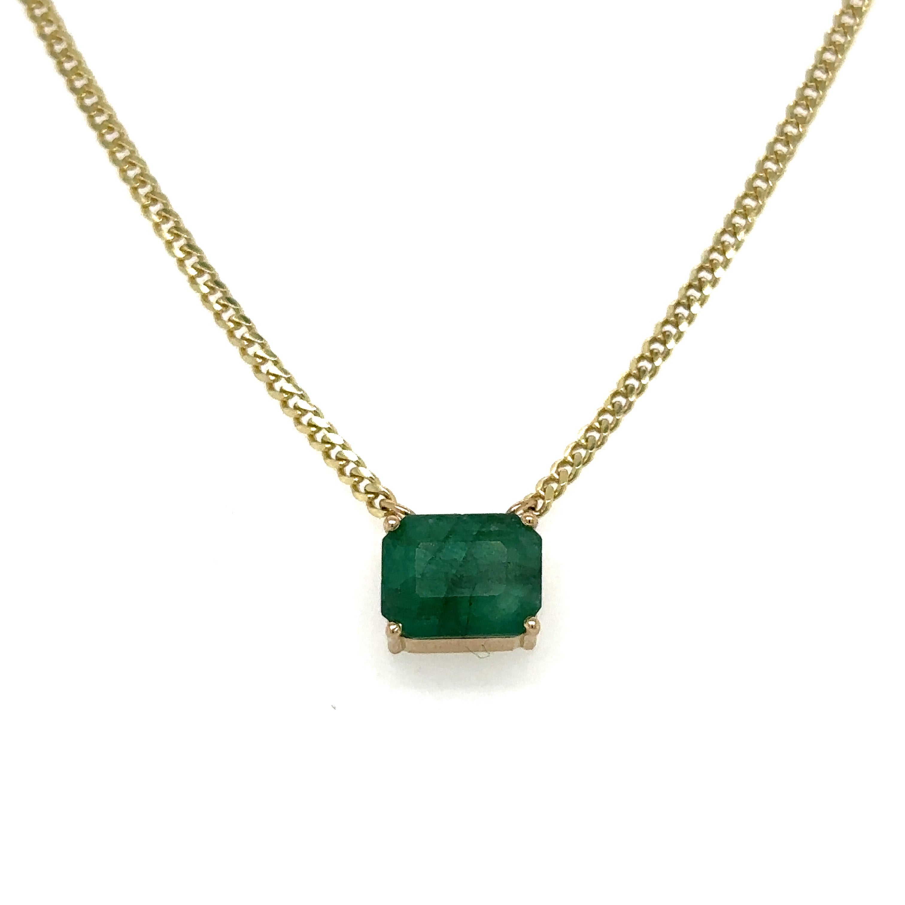 Collar De Esmeraldas De Oro Amarillo De 14Kt 3.57 Ct.