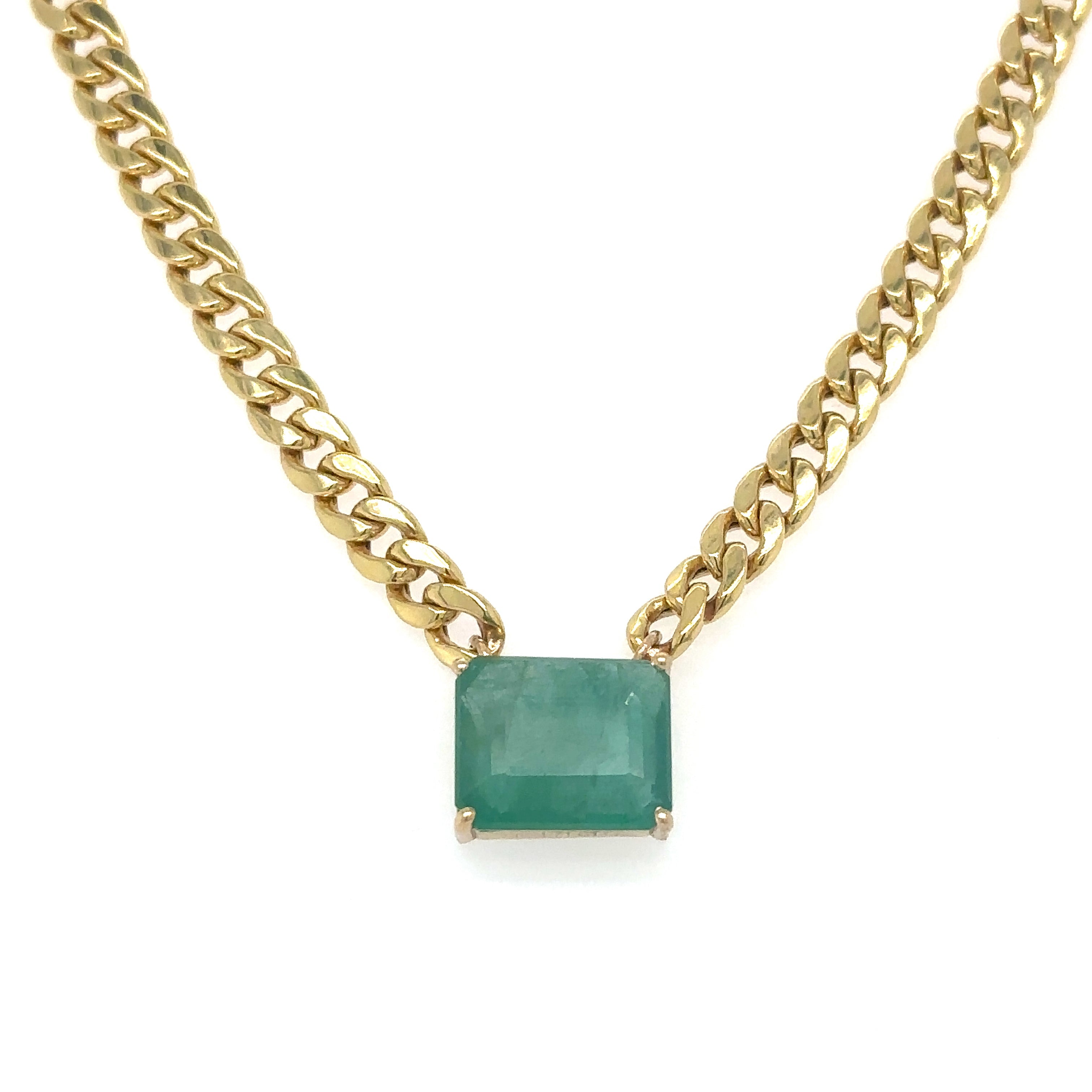 Collar De Esmeraldas De Oro Amarillo De 14Kt 4.71 Ct.