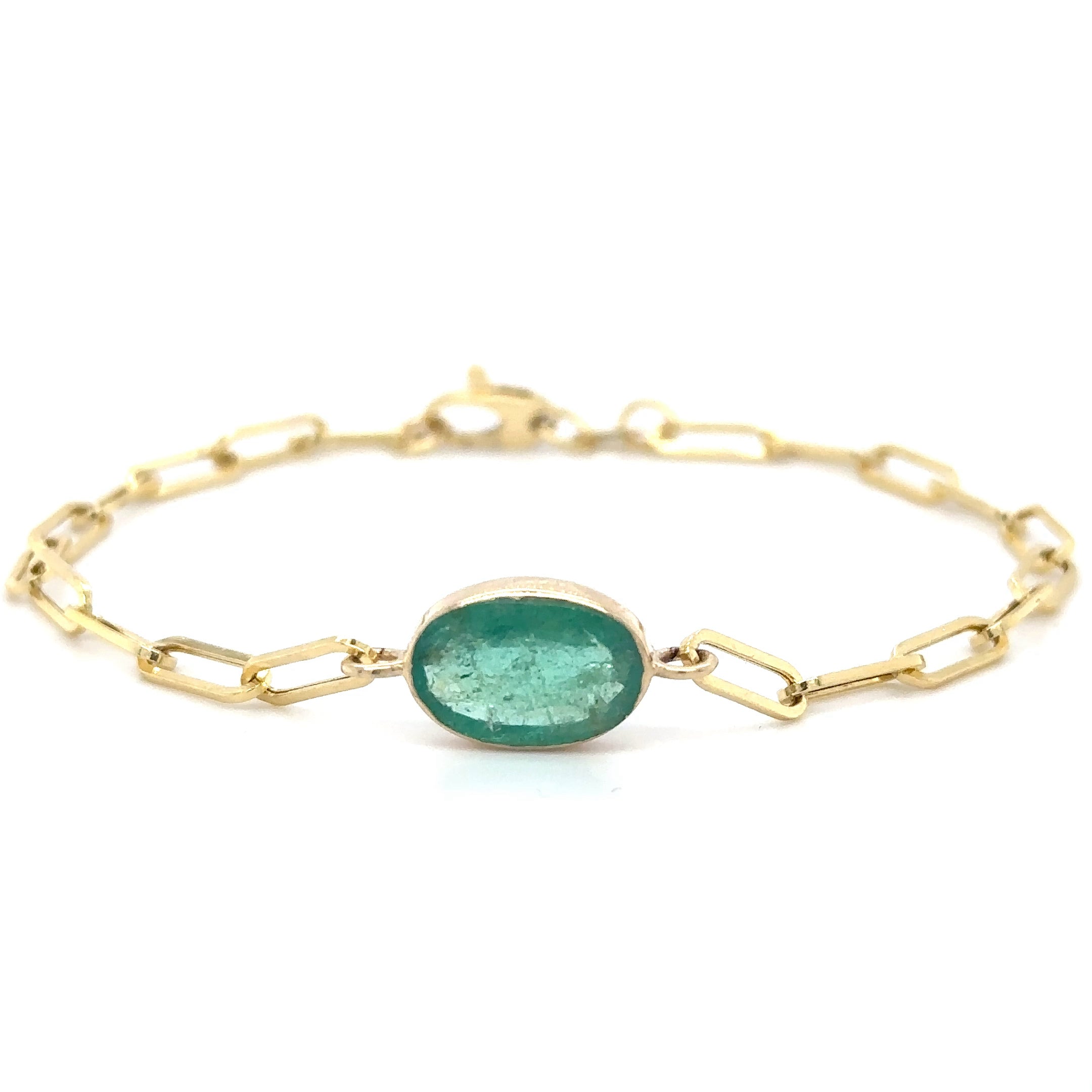 Pulsera De Esmeraldas De Oro Amarillo De 14 K  2.54 TCW.