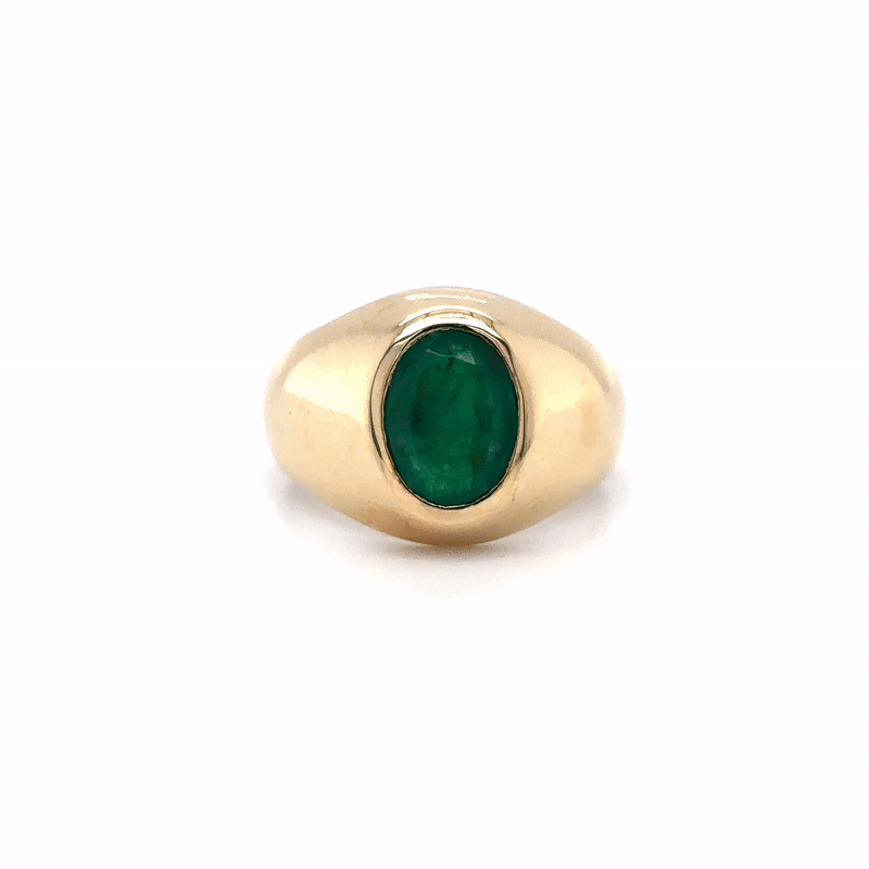 Anillo De Oro Amarillo De 14 Quilates Con Esmeralda 1.85 Ct.